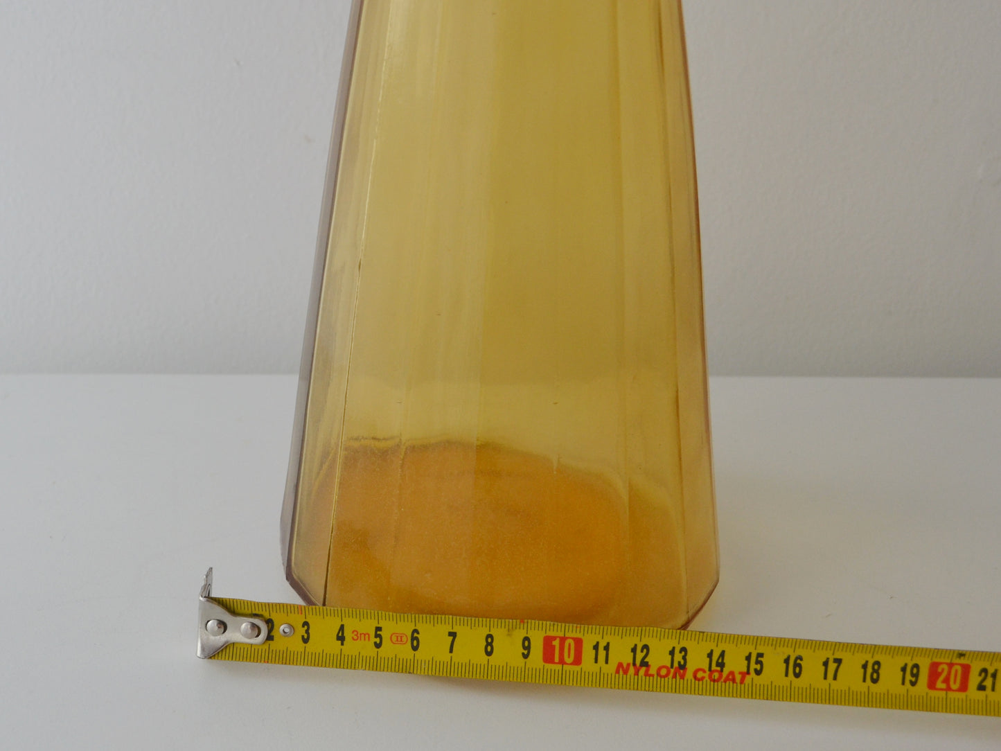 Amber Empoli Glass Genie Bottle Decanter — Tall Faceted Form, Italy circa 1960s