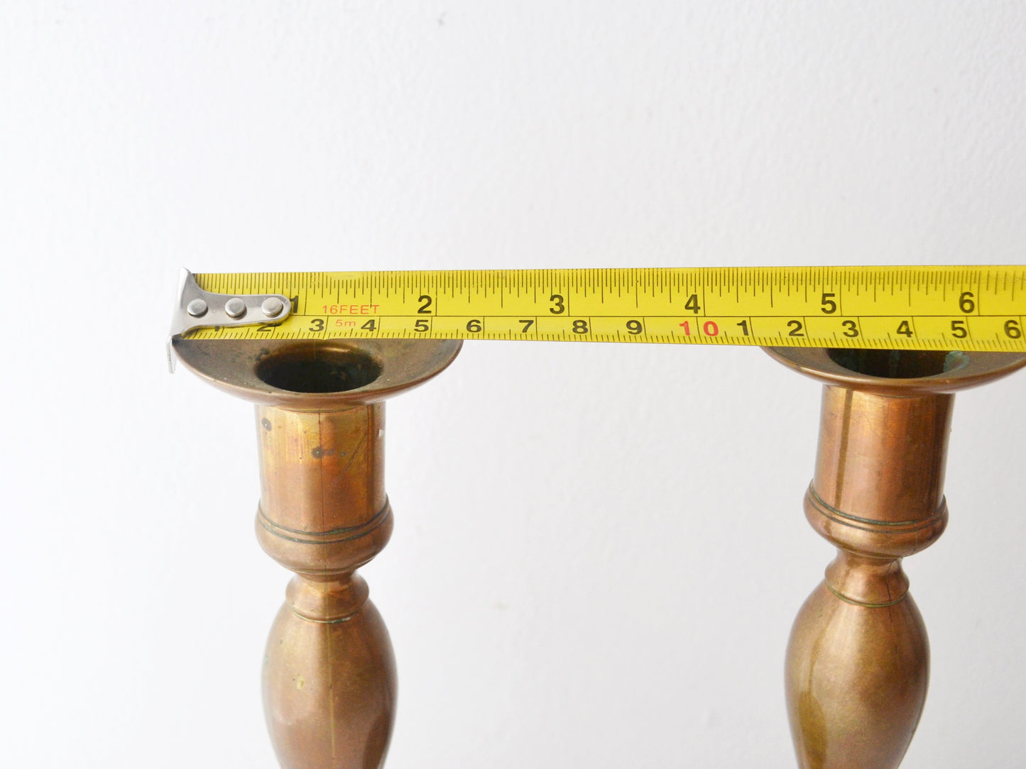 Brass Candlestick Pair — Hand-Cast, Turned Column, Europe circa 1780–184