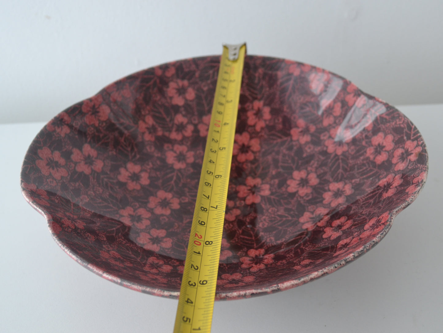 Royal Winton Grimwades Chintz Bowl — Dark Burgundy Floral, England circa 1930s