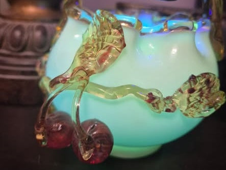 Victorian Art Glass Basket — Uranium Glass, Stevens &amp; Williams, England circa 1880–1900