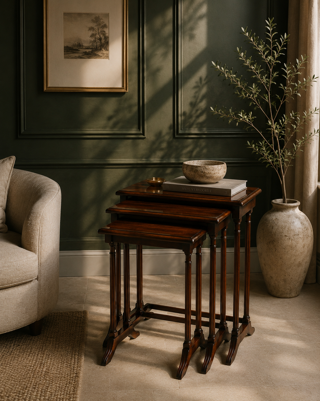 Theodore Alexander Regency-Style Nest of Three Tables, Mahogany