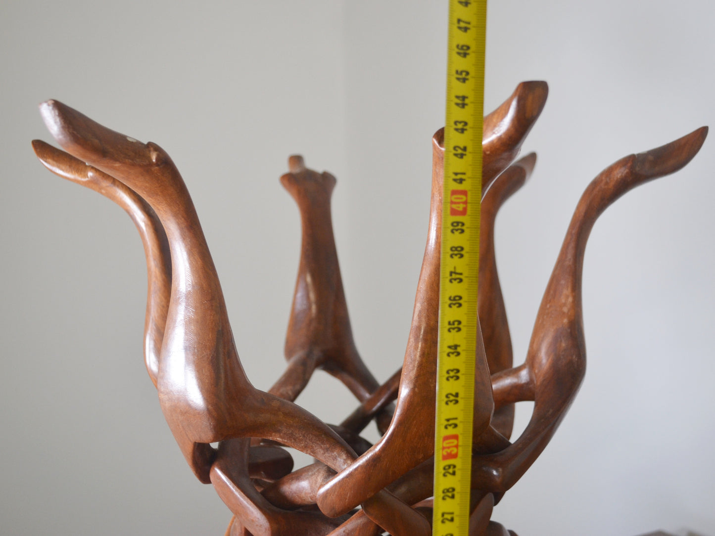 Hand-Carved Hardwood Dog Figures Stand & Moroccan Bowl — circa 1960s