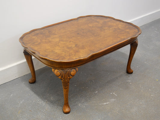 Burr Walnut Queen Anne Coffee Table — Bevan Funnell Reprodux, circa 1970s