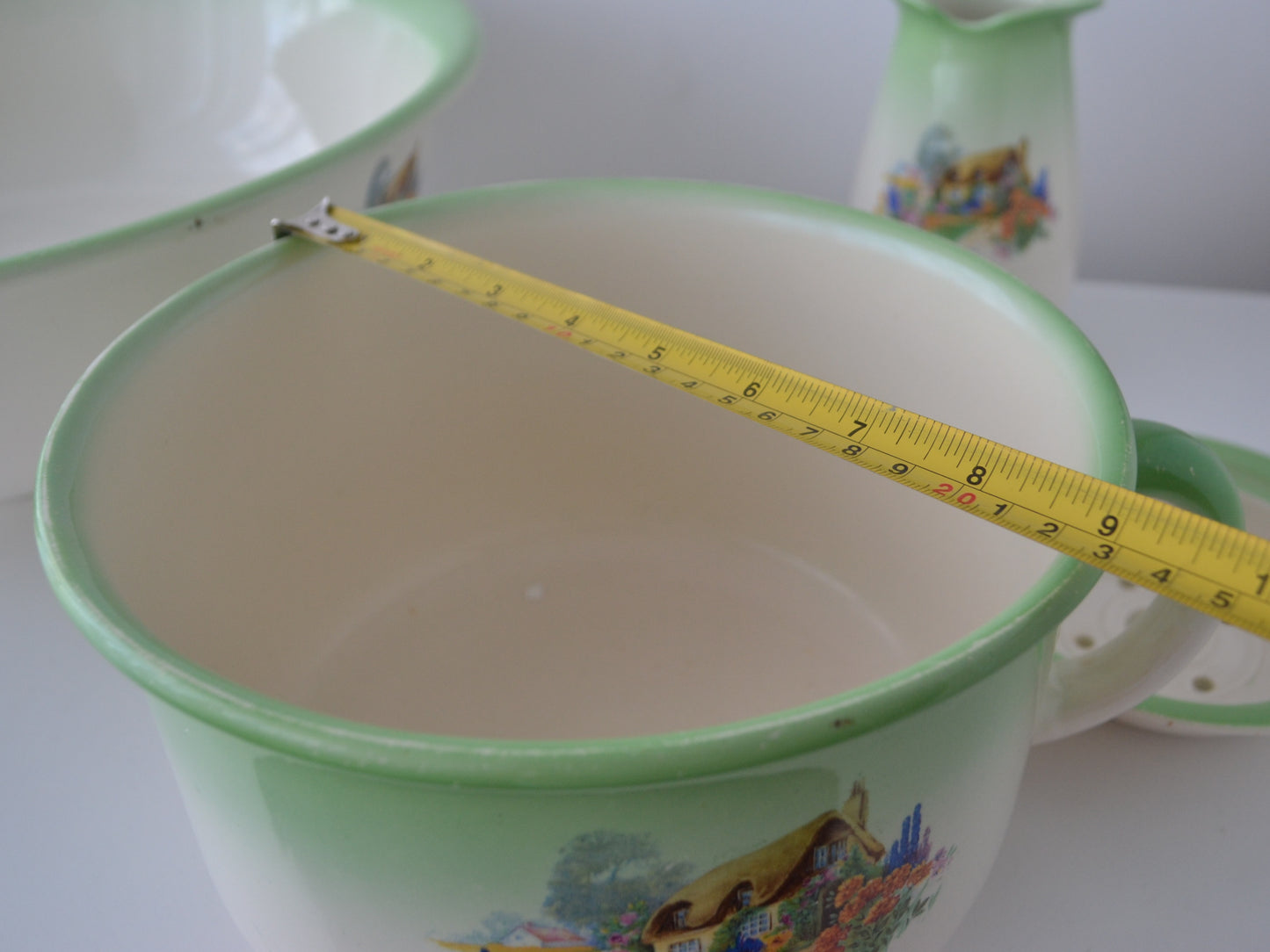 Antique Edwardian Washstand Set — A.J. Wilkinson Ltd Royal Staffordshire Pottery, England circa 1900 — Green Cottage Transferware