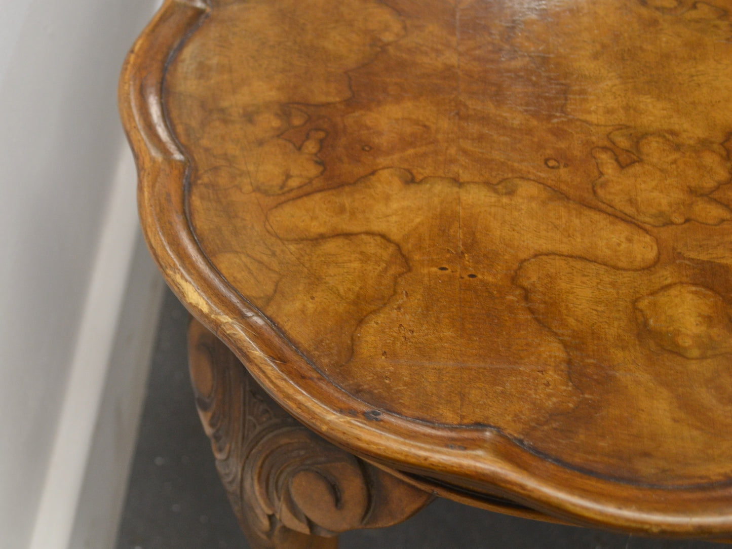 Burr Walnut Queen Anne Coffee Table — Bevan Funnell Reprodux, circa 1970s