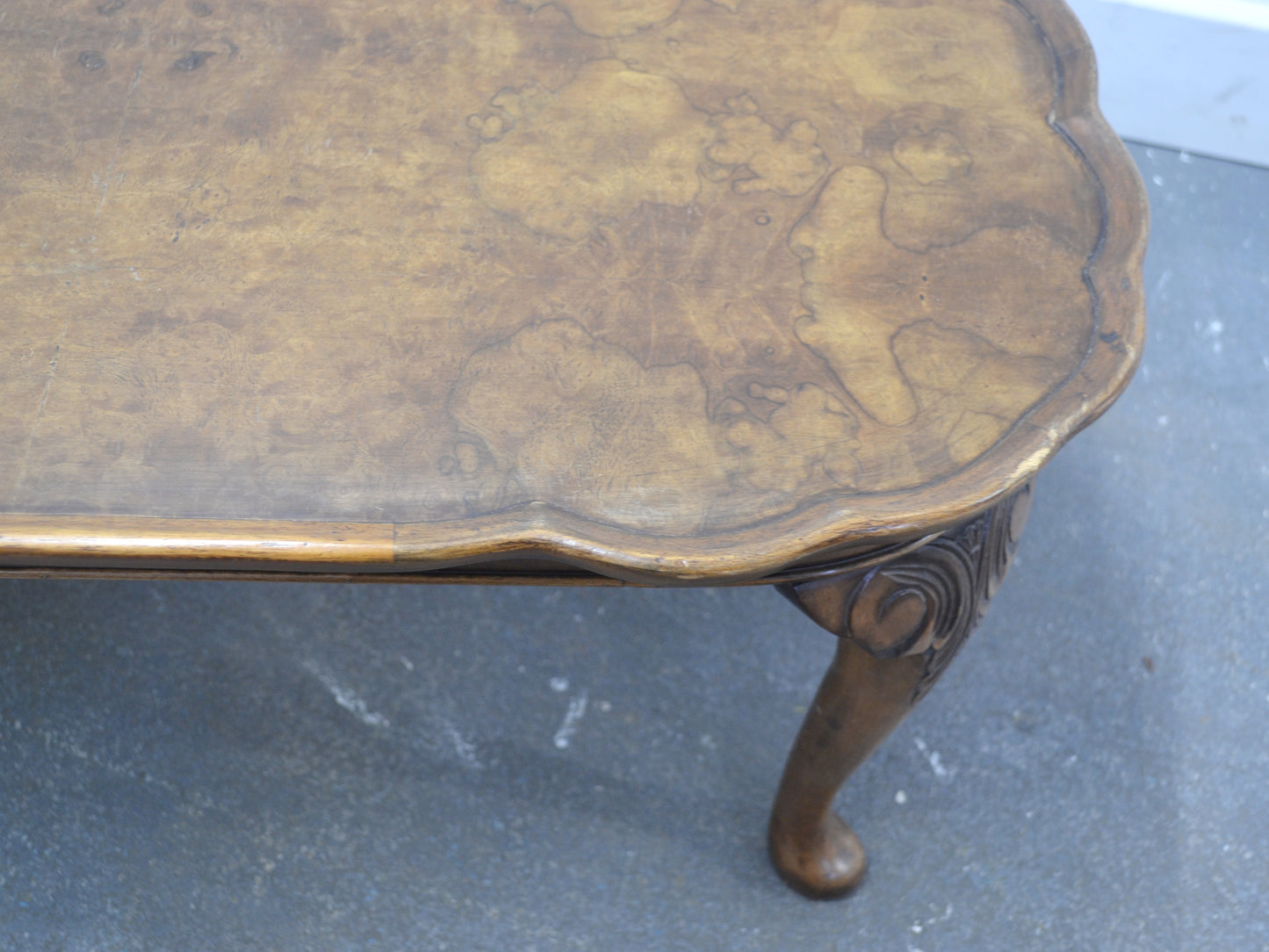 Burr Walnut Queen Anne Coffee Table — Bevan Funnell Reprodux, circa 1970s
