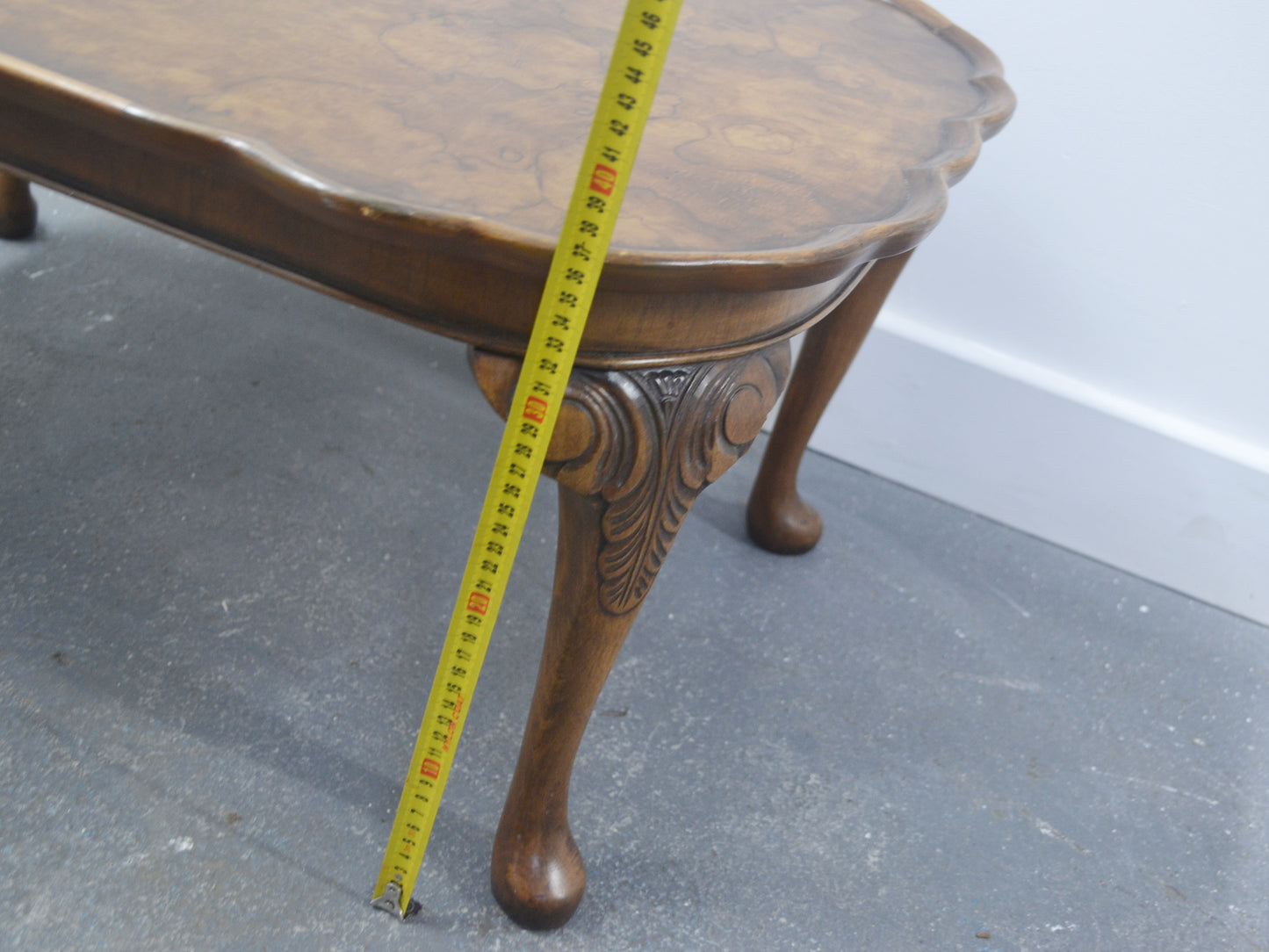 Burr Walnut Queen Anne Coffee Table — Bevan Funnell Reprodux, circa 1970s