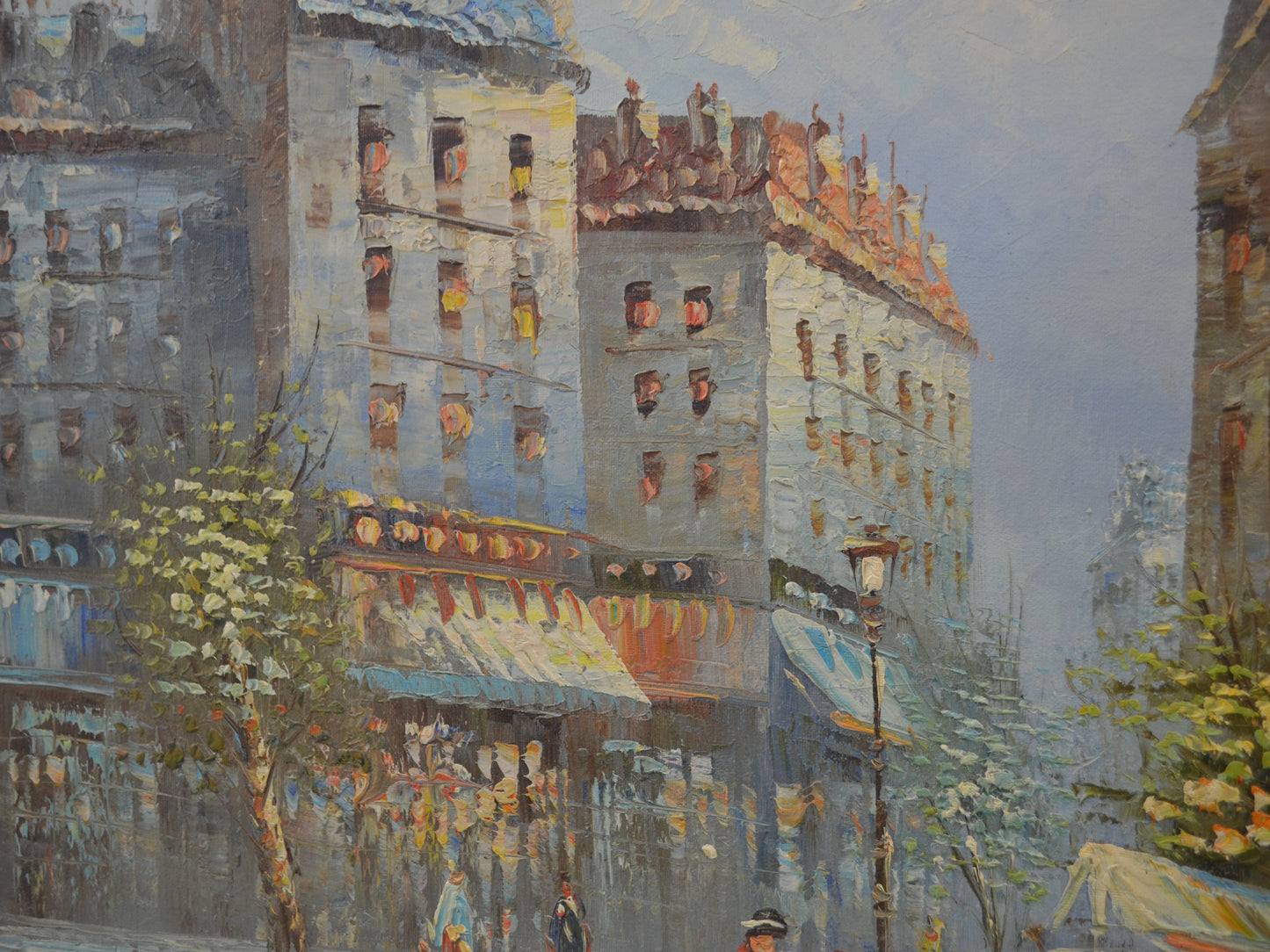Oil on Board Paris Street Scene — Signed Burnett, England circa 1960s