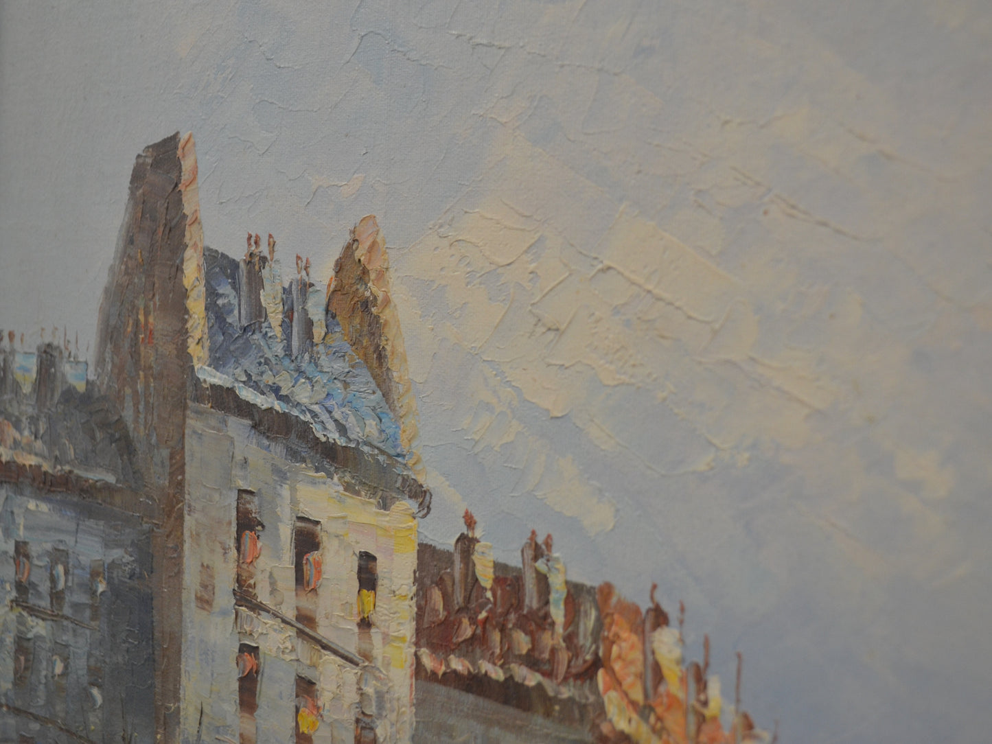 Oil on Board Paris Street Scene — Signed Burnett, England circa 1960s