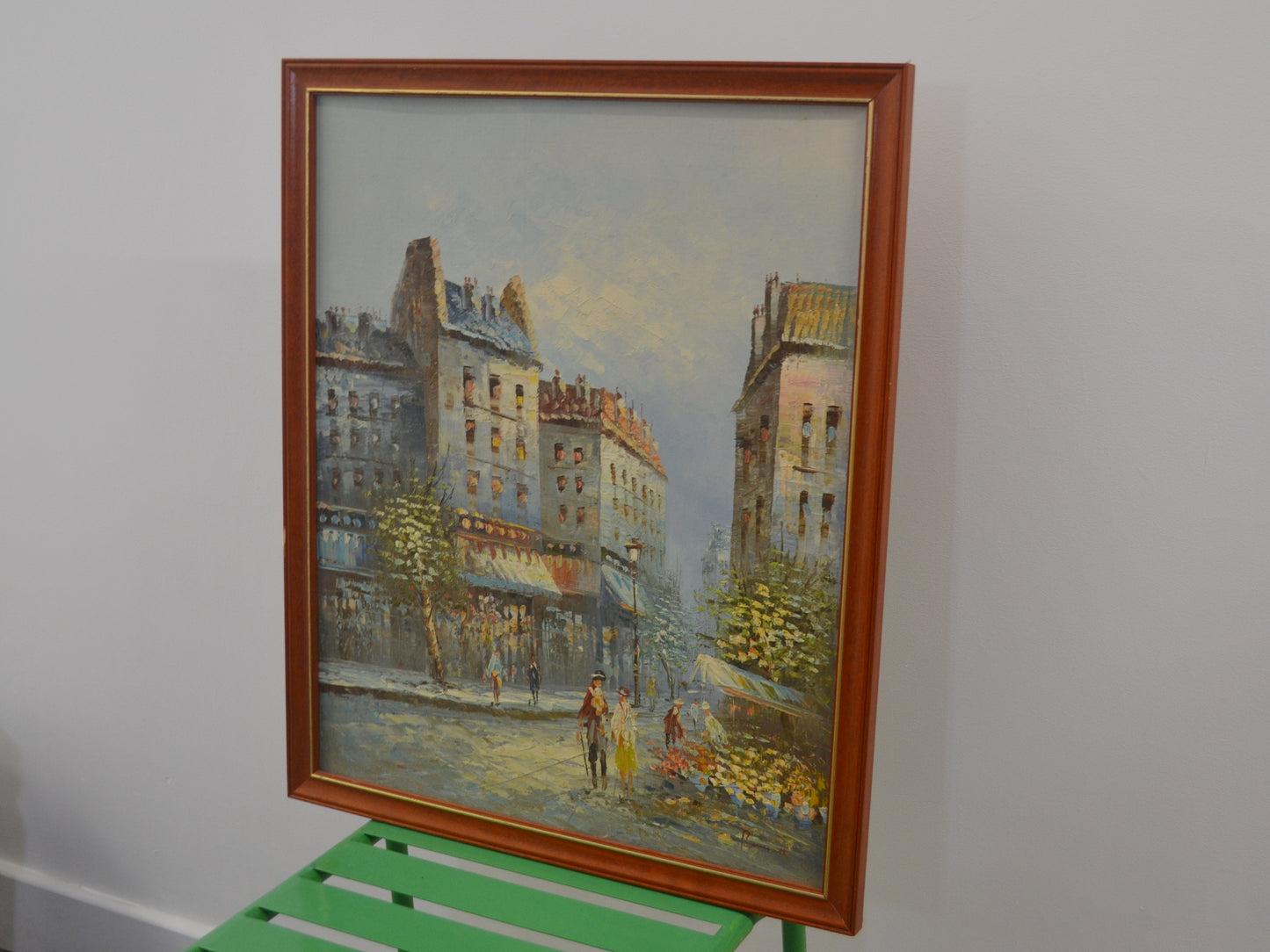 Oil on Board Paris Street Scene — Signed Burnett, England circa 1960s