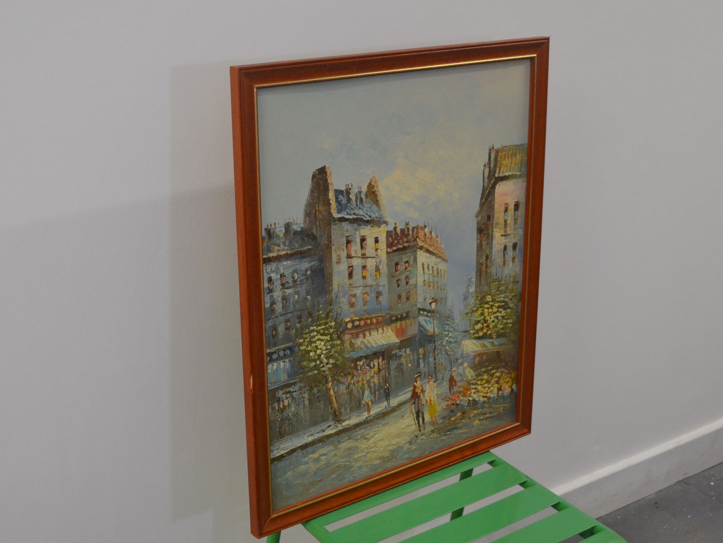 Oil on Board Paris Street Scene — Signed Burnett, England circa 1960s