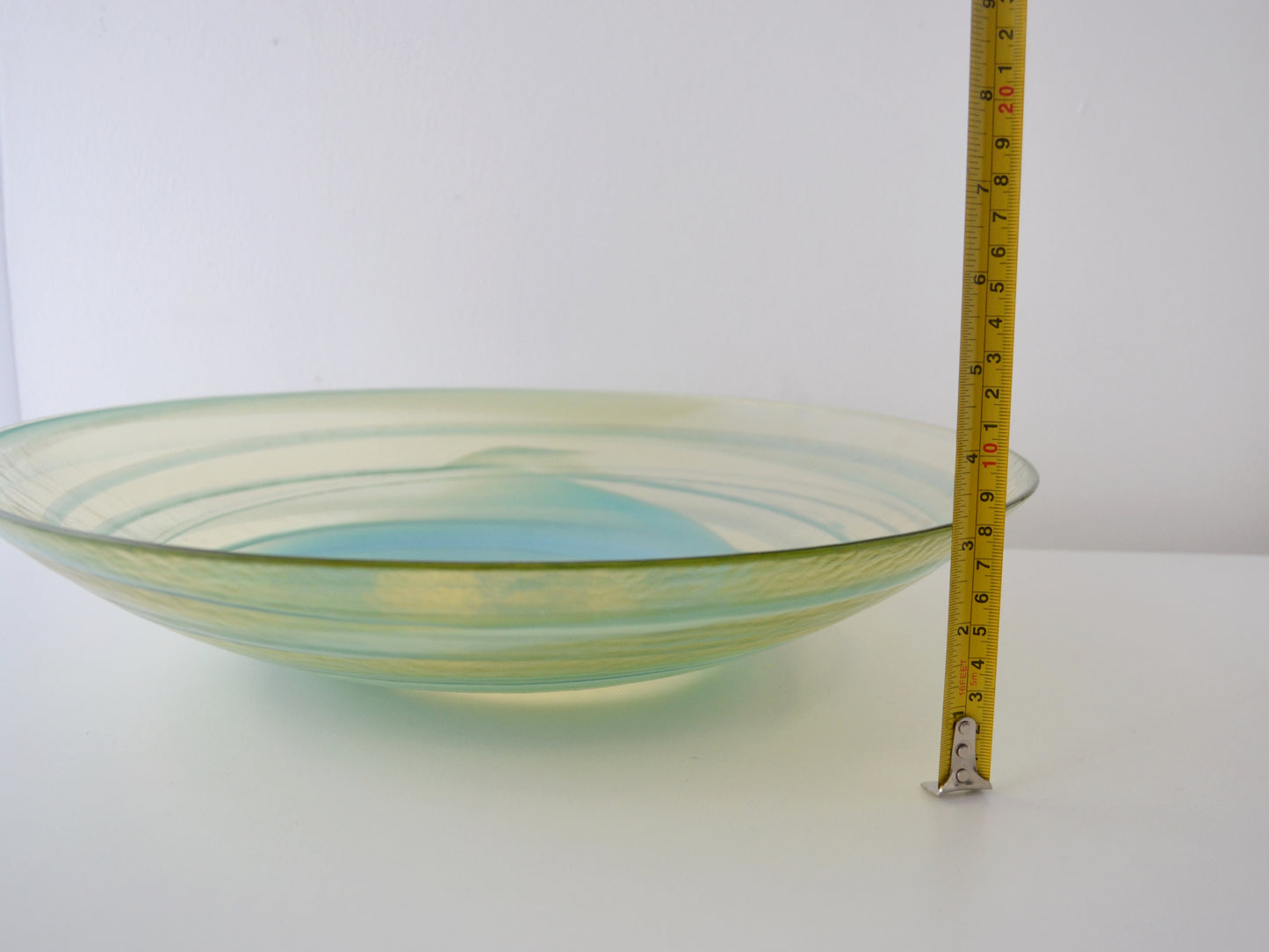 Hand-Blown Murano Glass Centrepiece Bowl — Aqua Spiral, Warm Tinted Clear Glass, Italy circa 1970s