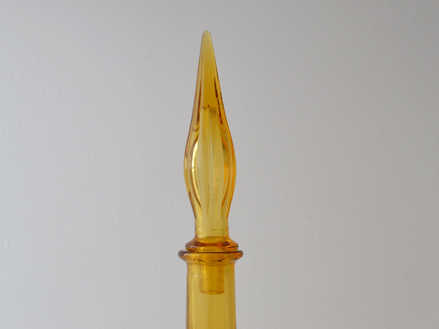 Amber Empoli Glass Genie Bottle Decanter — Tall Faceted Form, Italy circa 1960s