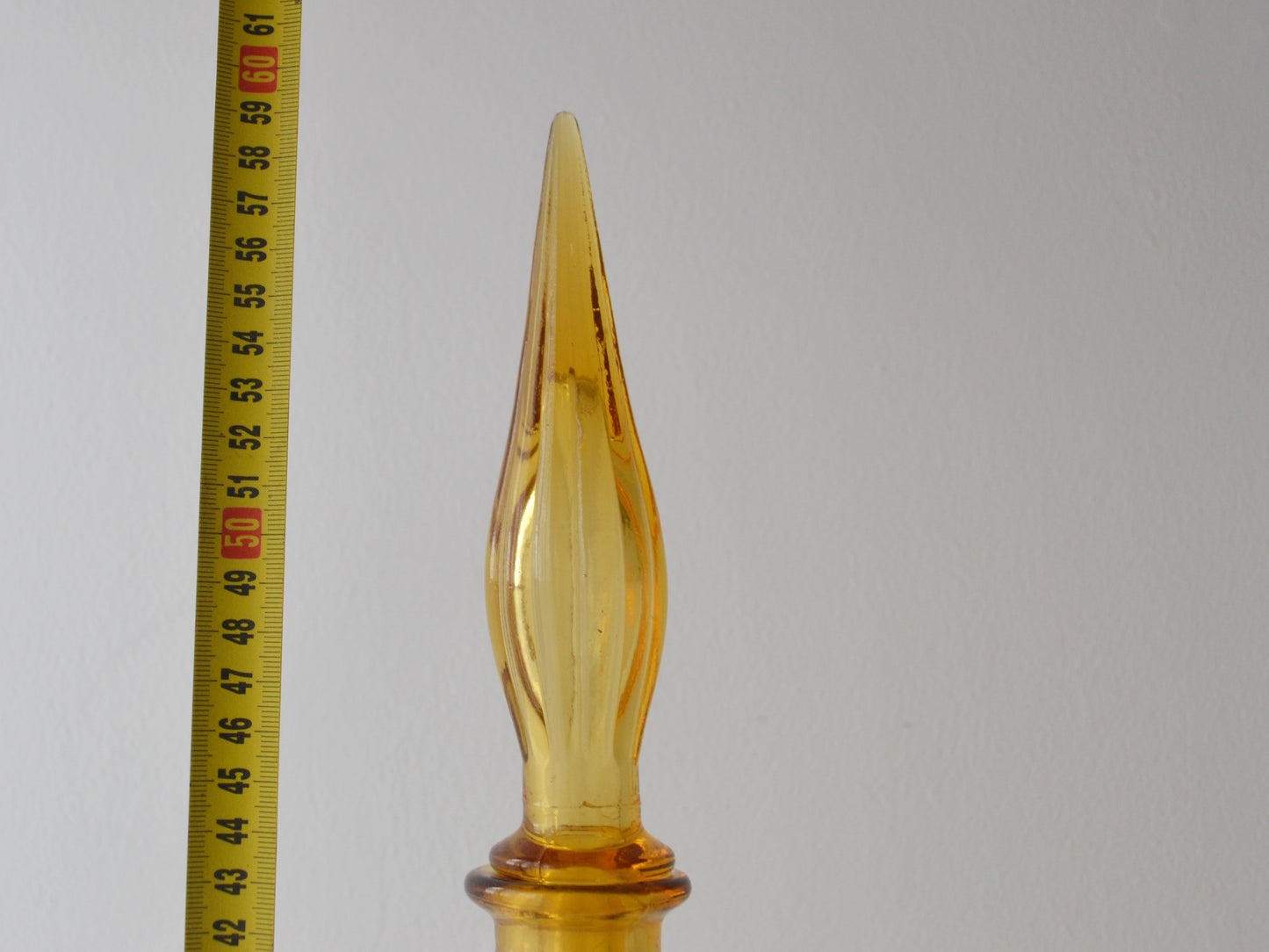 Amber Empoli Glass Genie Bottle Decanter — Tall Faceted Form, Italy circa 1960s