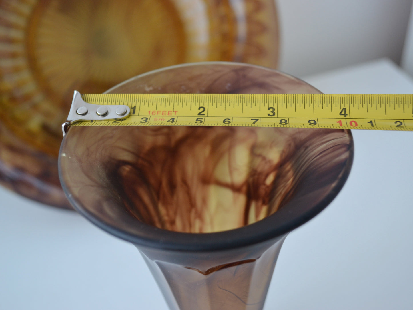 George Davidson Amber Cloud Glass Set — Bowl & Vase, England circa 1930s