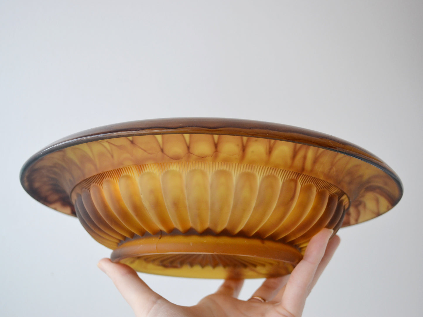 George Davidson Amber Cloud Glass Set — Bowl & Vase, England circa 1930s