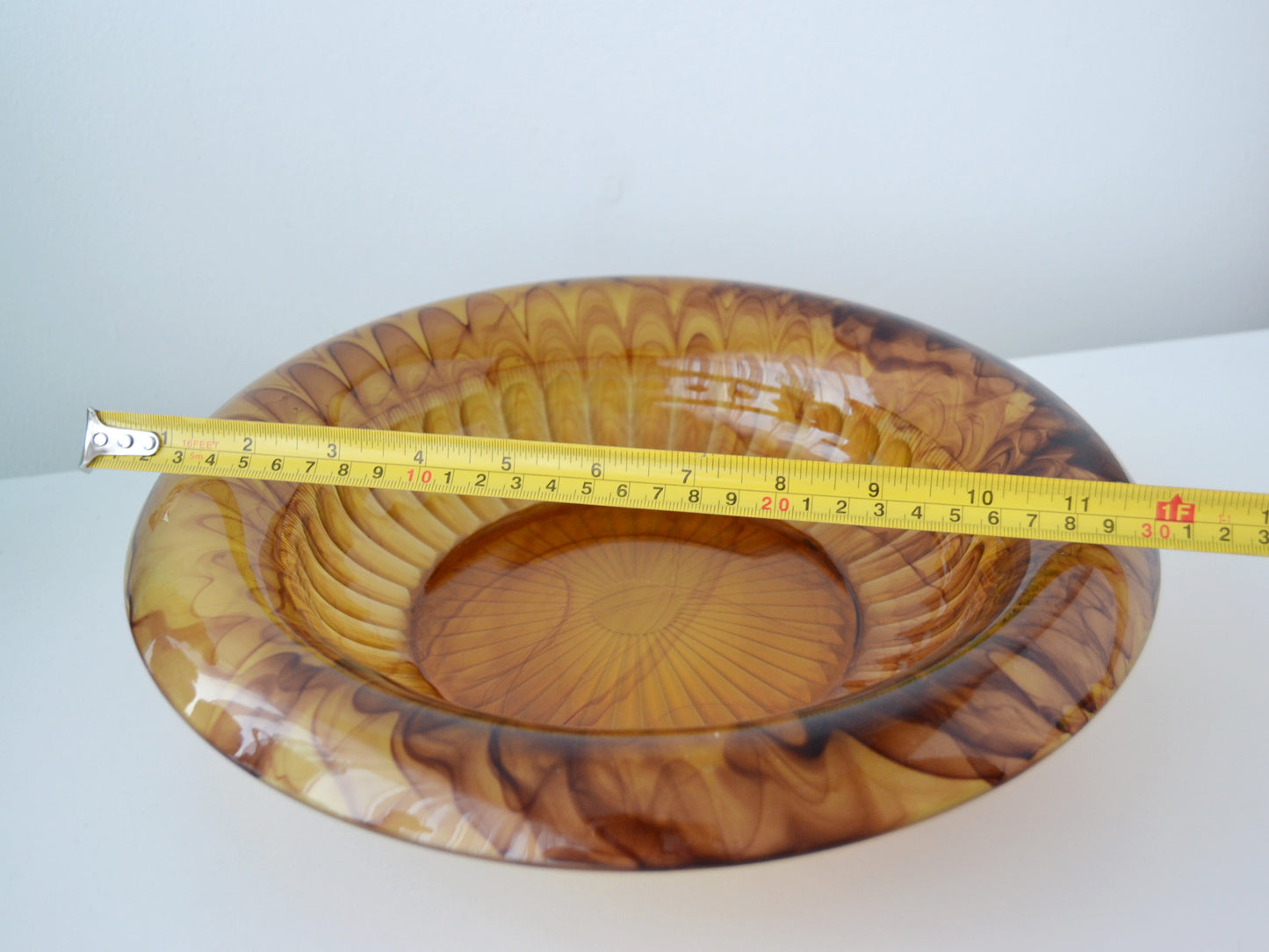 George Davidson Amber Cloud Glass Set — Bowl & Vase, England circa 1930s