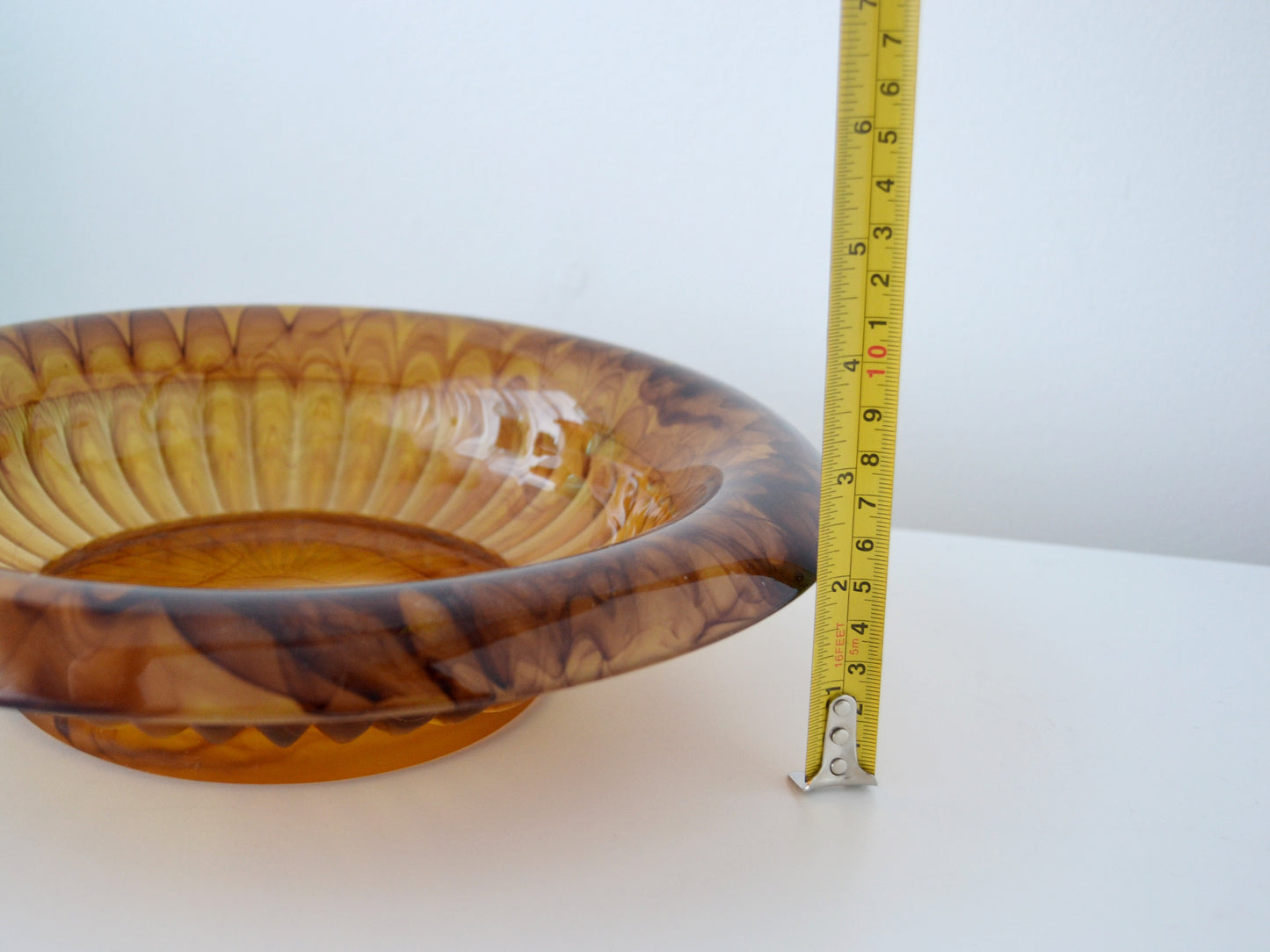 George Davidson Amber Cloud Glass Set — Bowl & Vase, England circa 1930s