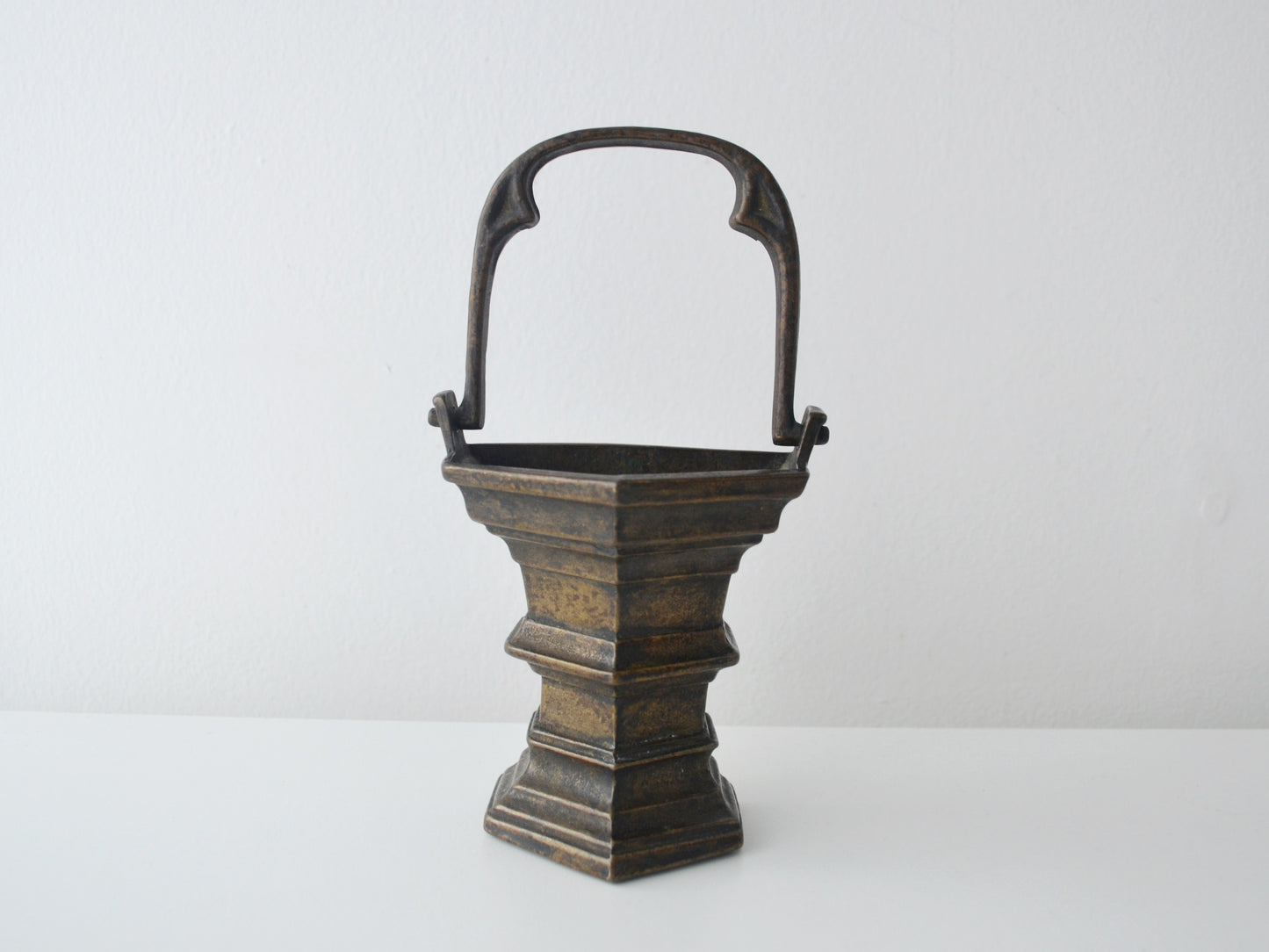 Cast Bronze Gothic Holy Water Stoup — Trefoil Handle, Wall-Mounted, European circa 1900