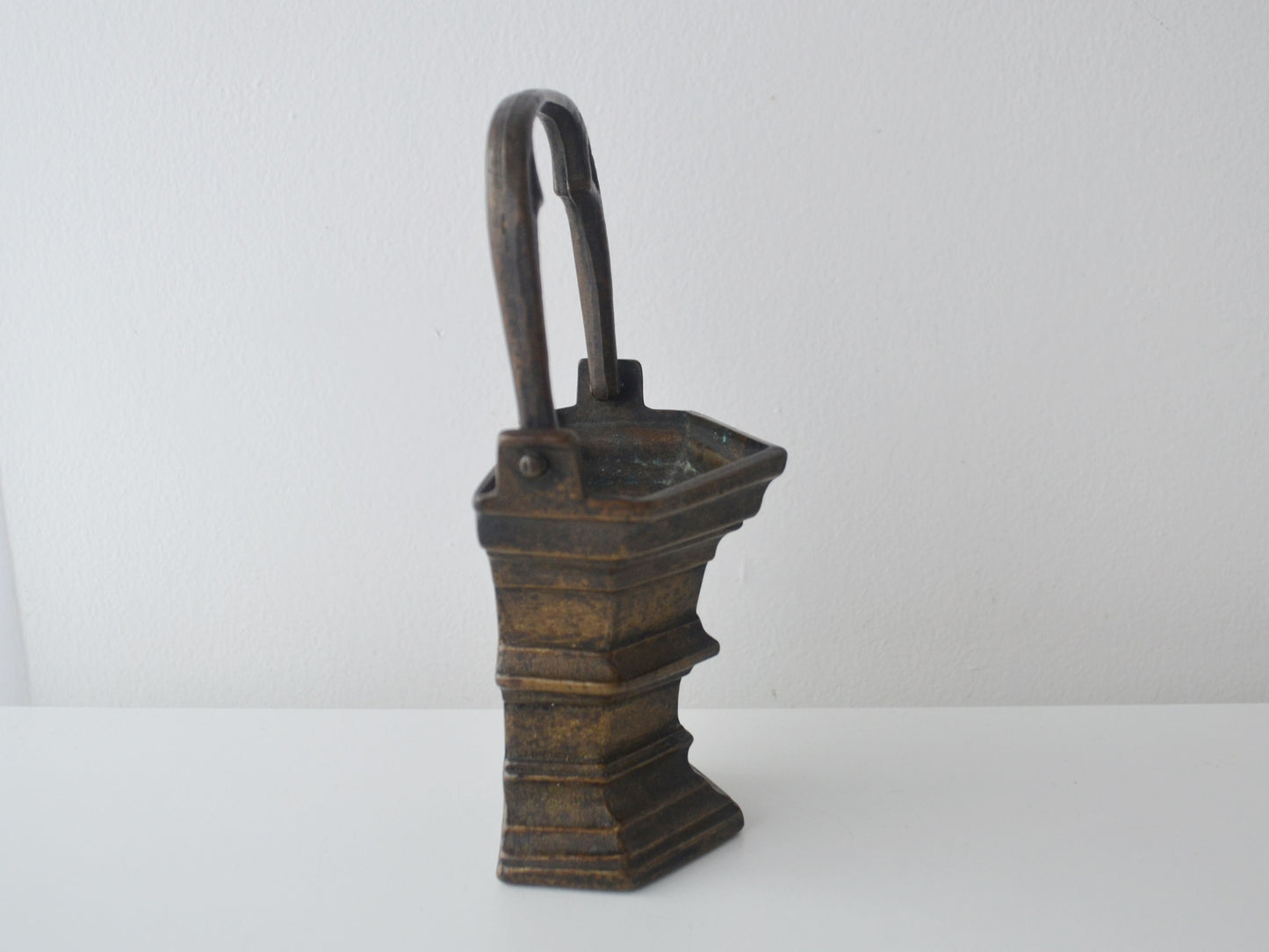Cast Bronze Gothic Holy Water Stoup — Trefoil Handle, Wall-Mounted, European circa 1900