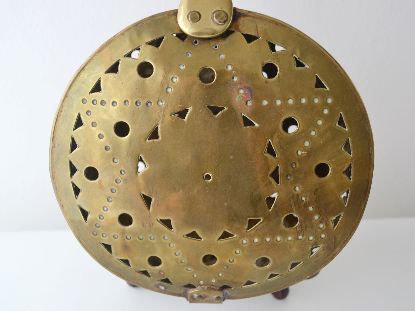 Brass Chestnut Roaster — Pierced Star Disc, England circa 1900s