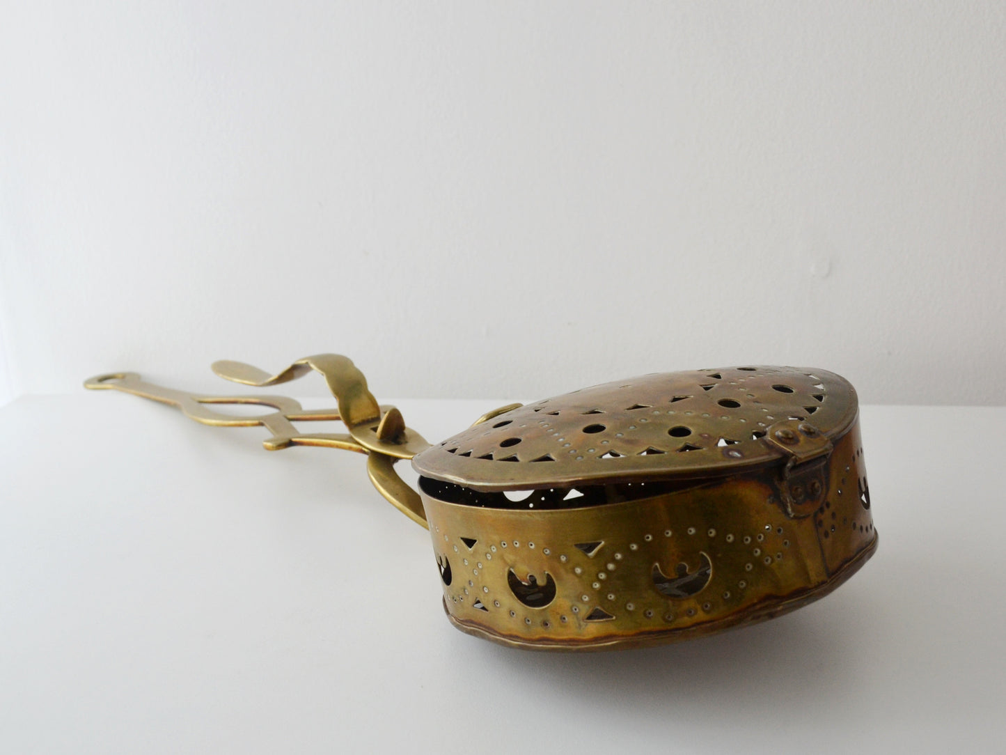 Brass Chestnut Roaster — Pierced Star Disc, England circa 1900s