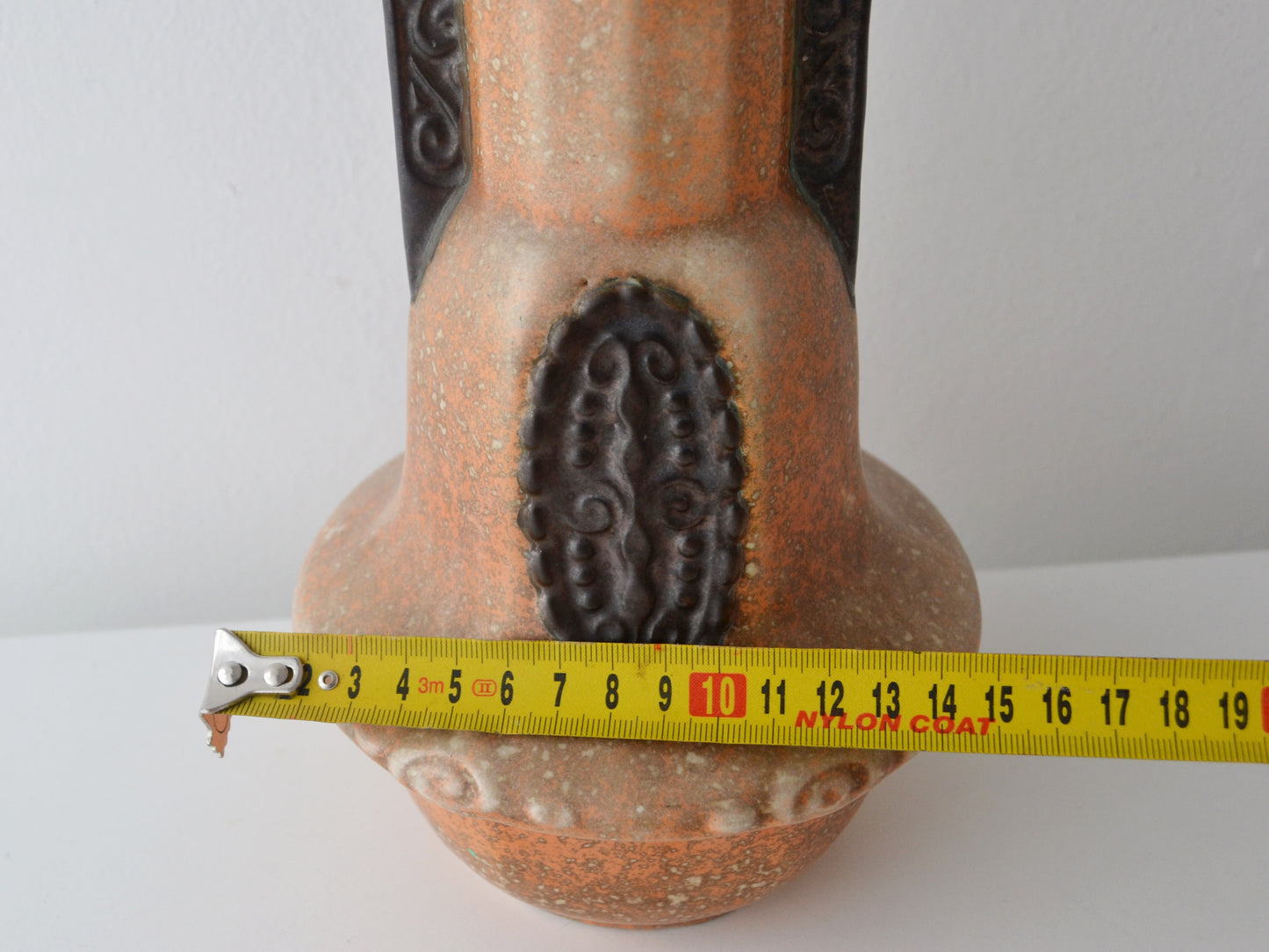 Bohemian Art Deco Vase, Ditmar Urbach Style — Orange & Chocolate, 26cm