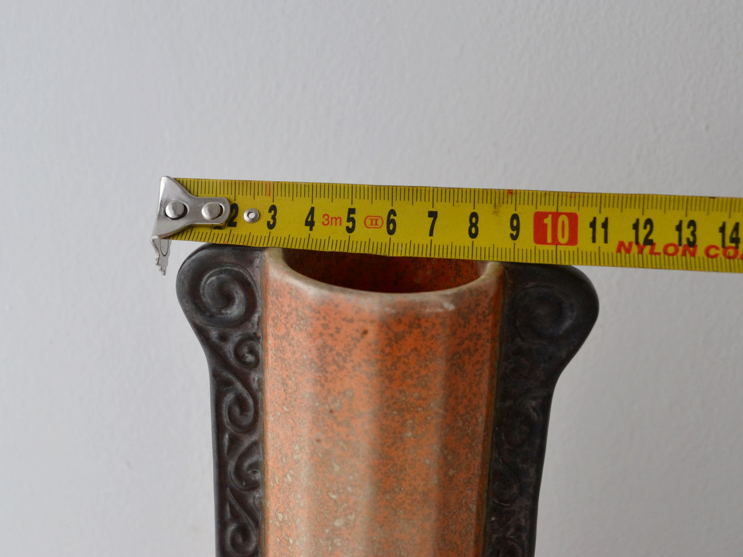 Bohemian Art Deco Vase, Ditmar Urbach Style — Orange & Chocolate, 26cm