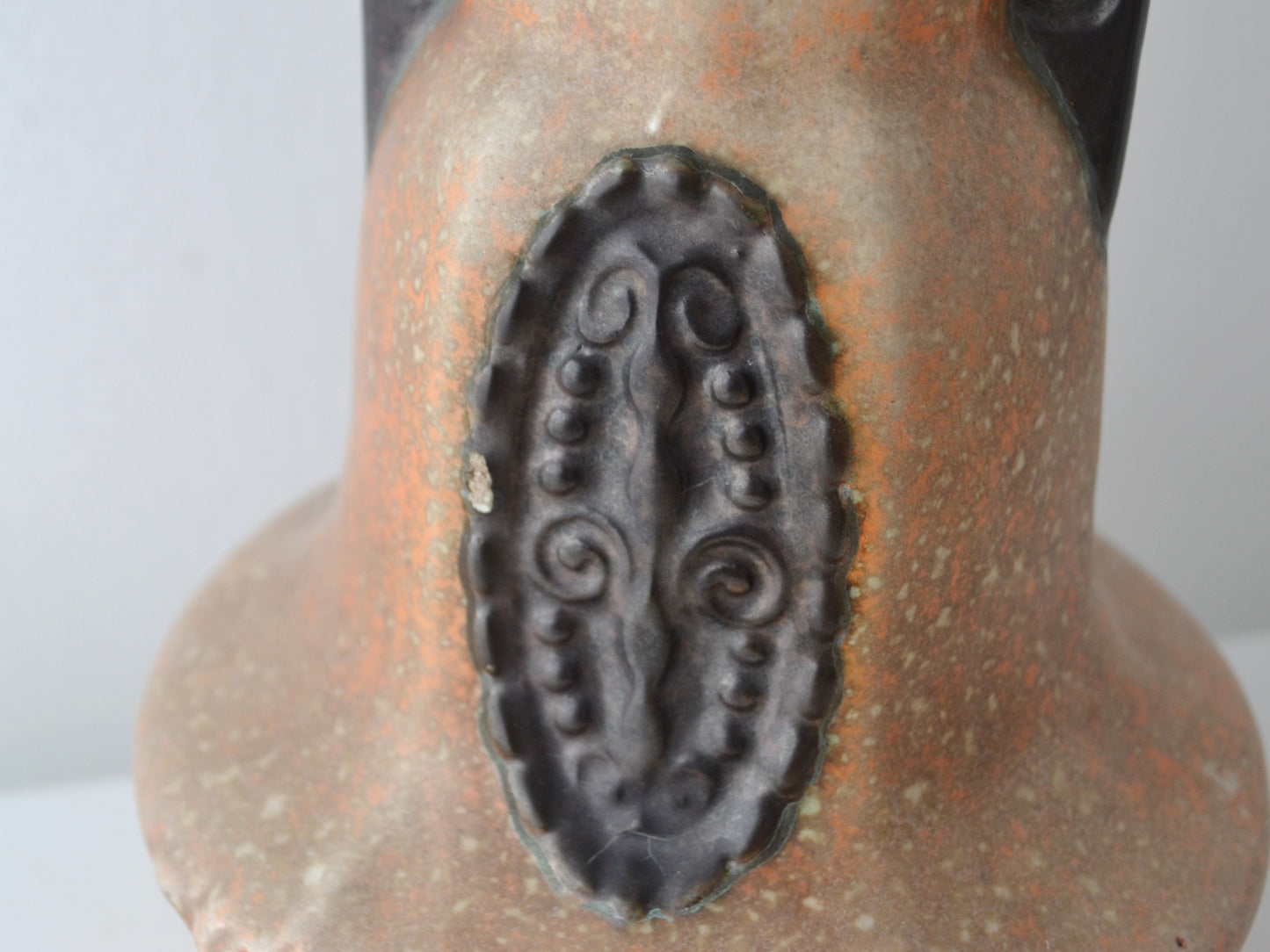 Bohemian Art Deco Vase, Ditmar Urbach Style — Orange & Chocolate, 26cm