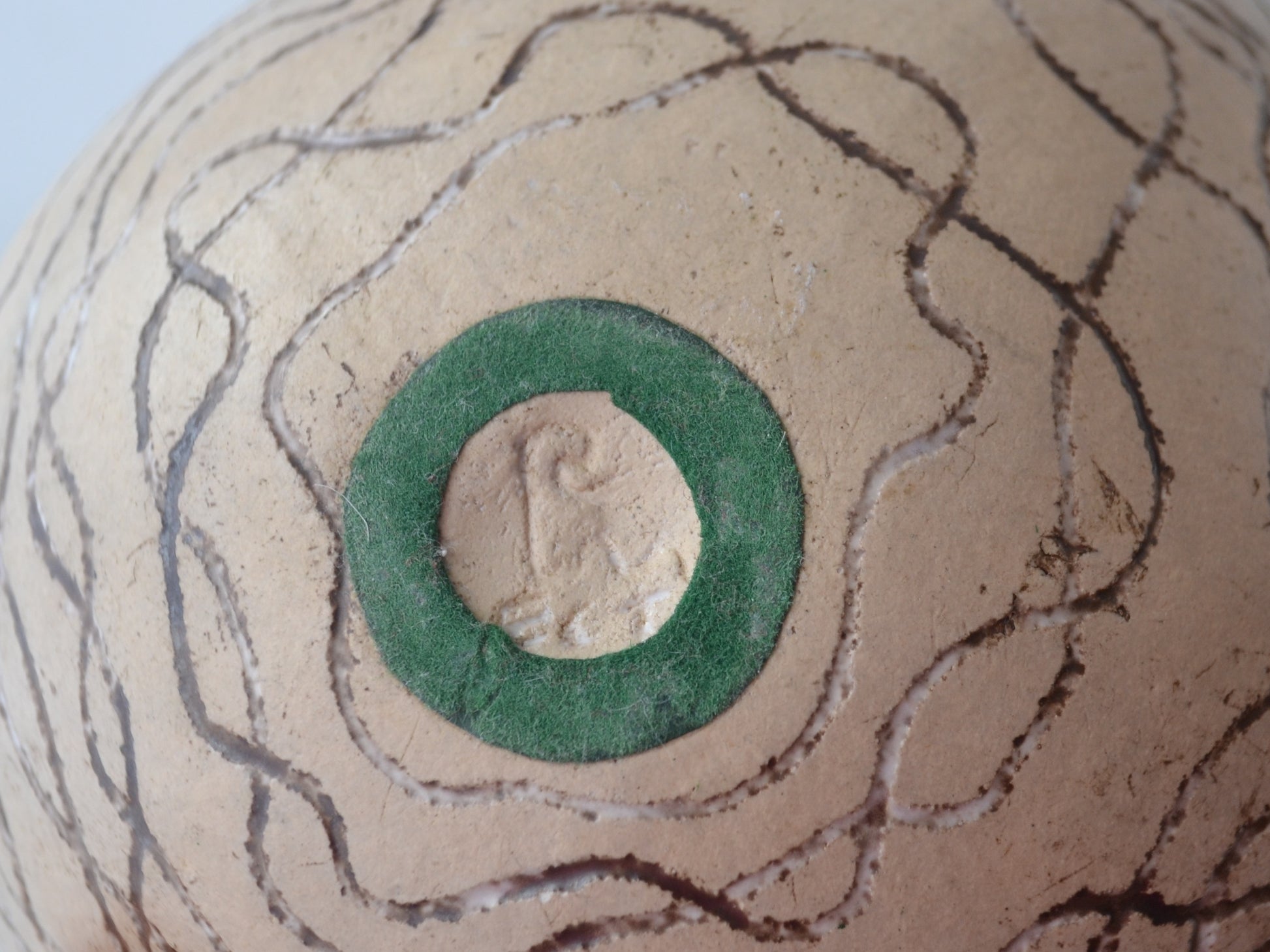 Impressed maker's mark to base, sgraffito stoneware globe weed pot, European studio pottery mid-late 20th century.