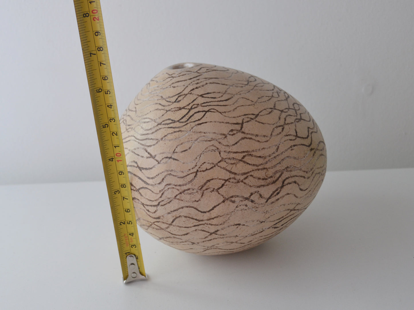 Sgraffito Ceramic Weed Pot — Globe Form, Studio Pottery, Europe Mid-Late 20th Century