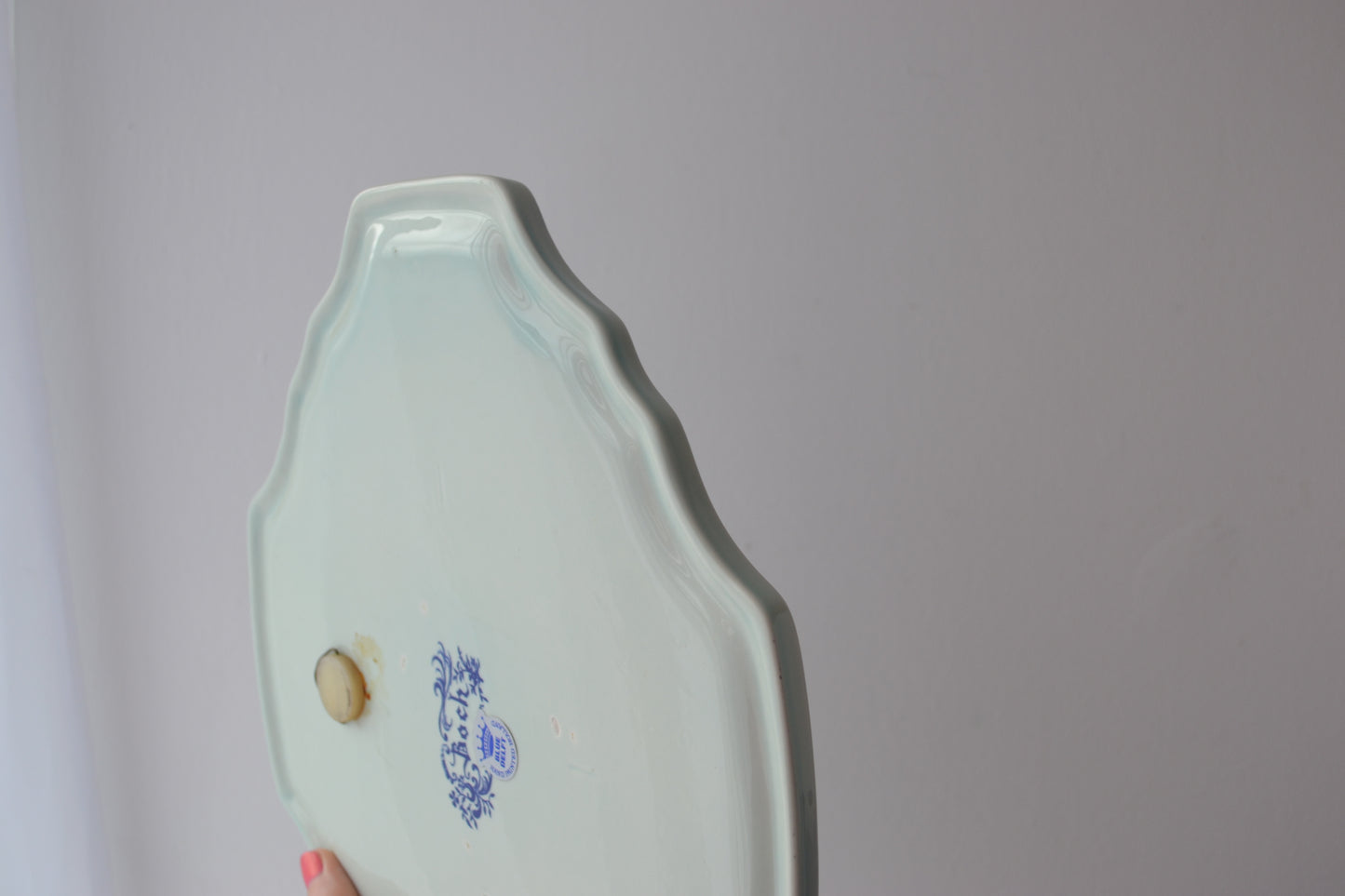 Blue Delft Ceramic Charger — Sailing Ships, Boch Belgium circa 1950s