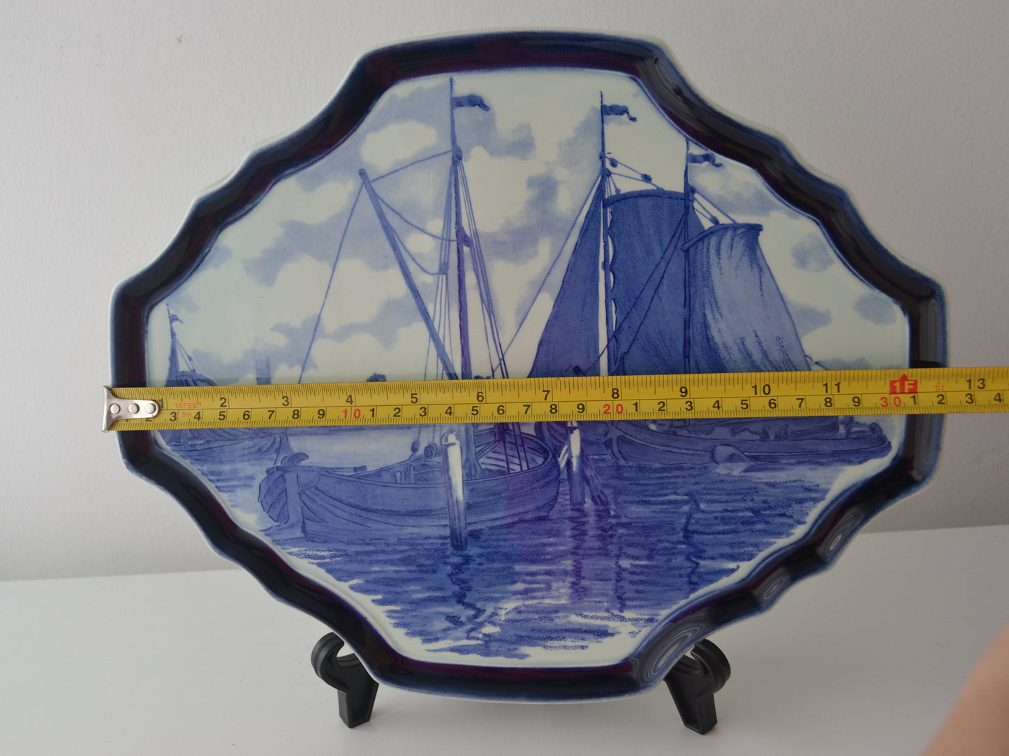 Blue Delft Ceramic Charger — Sailing Ships, Boch Belgium circa 1950s