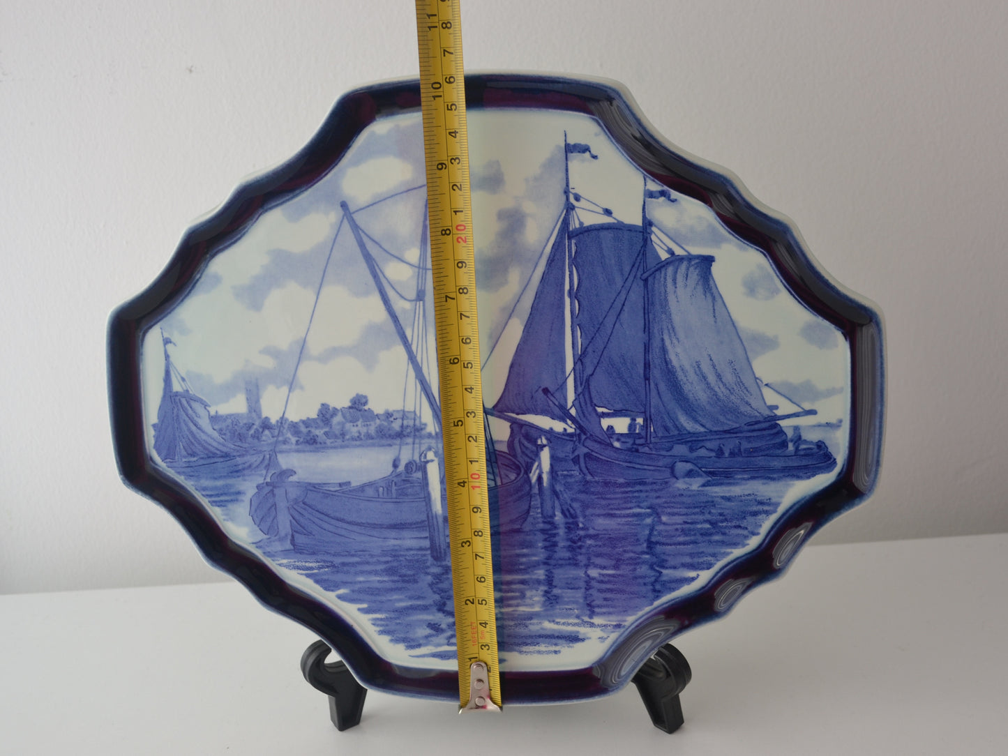 Blue Delft Ceramic Charger — Sailing Ships, Boch Belgium circa 1950s