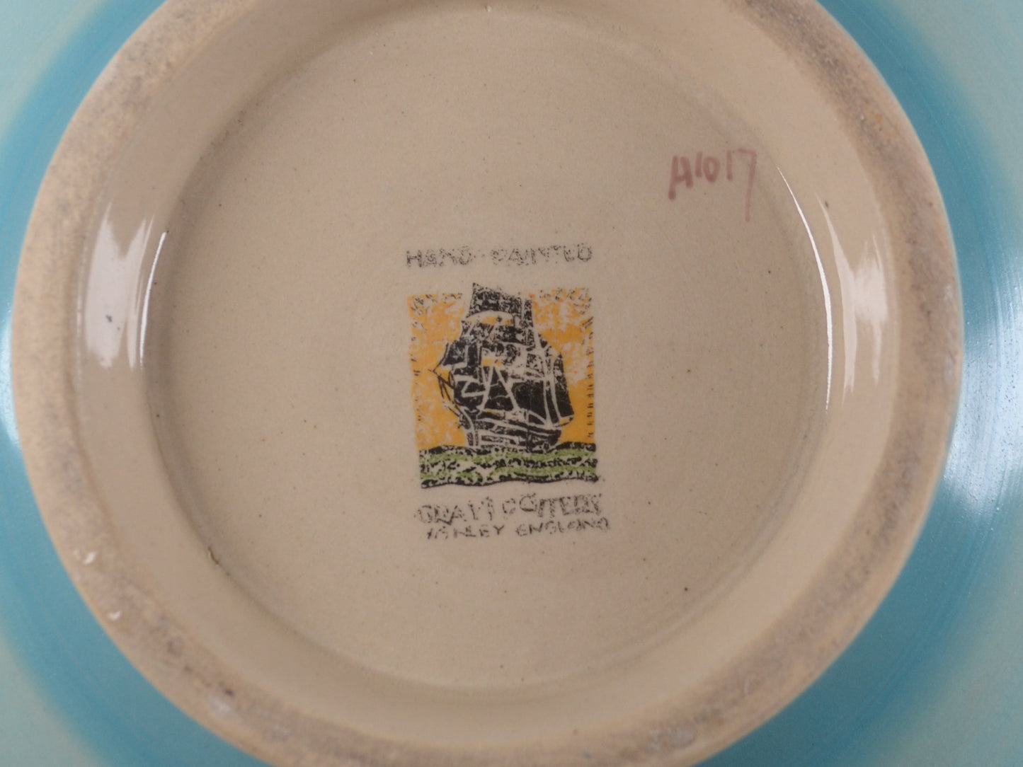 Gray's Pottery Clipper backstamp with hand-inscribed pattern number A1017, Hanley England circa 1932