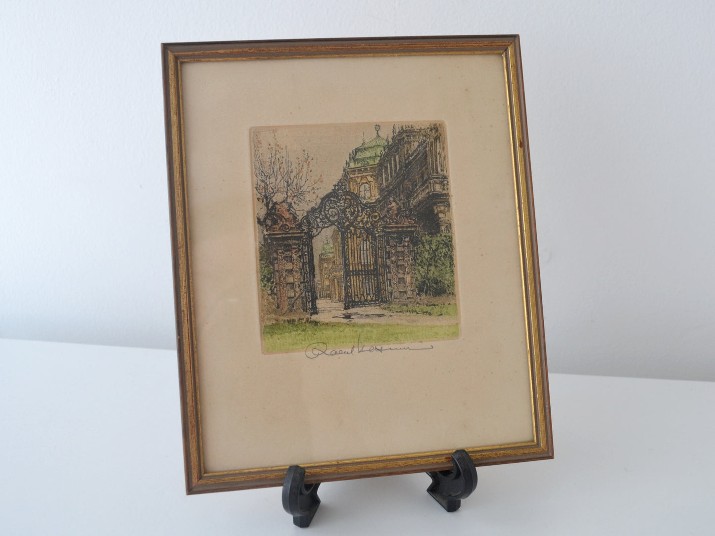 Robert Kasimir Colour Etching — Belvedere Gate, Vienna, Hand Signed, Austria circa 1920s–30s