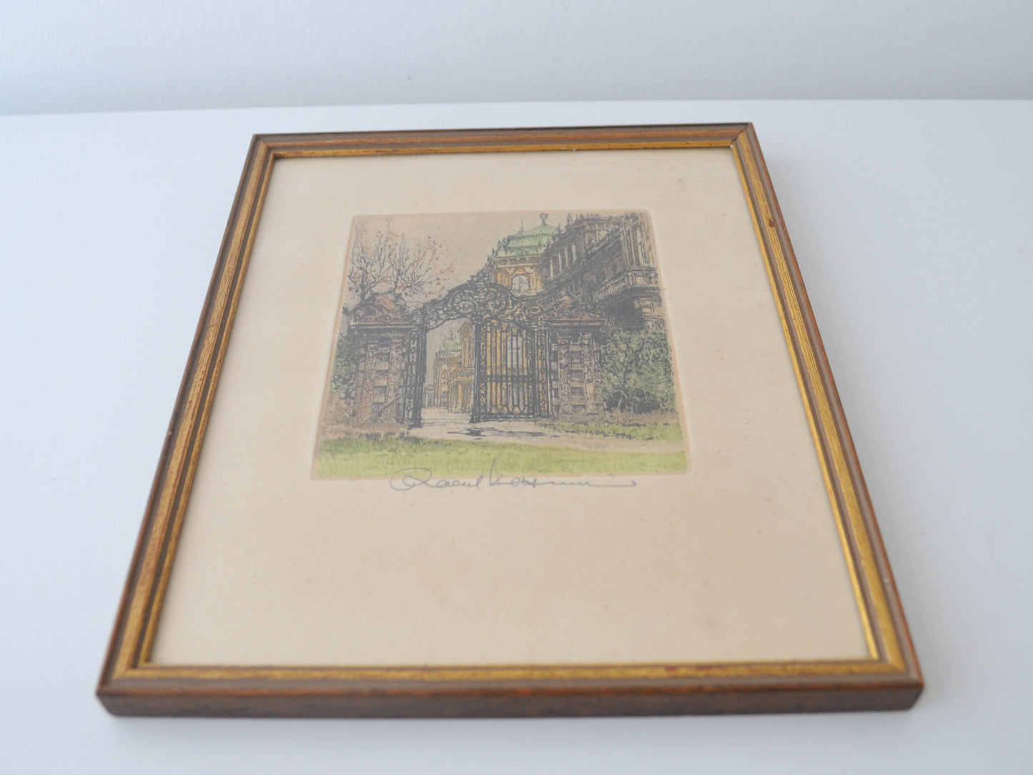 Robert Kasimir Colour Etching — Belvedere Gate, Vienna, Hand Signed, Austria circa 1920s–30s