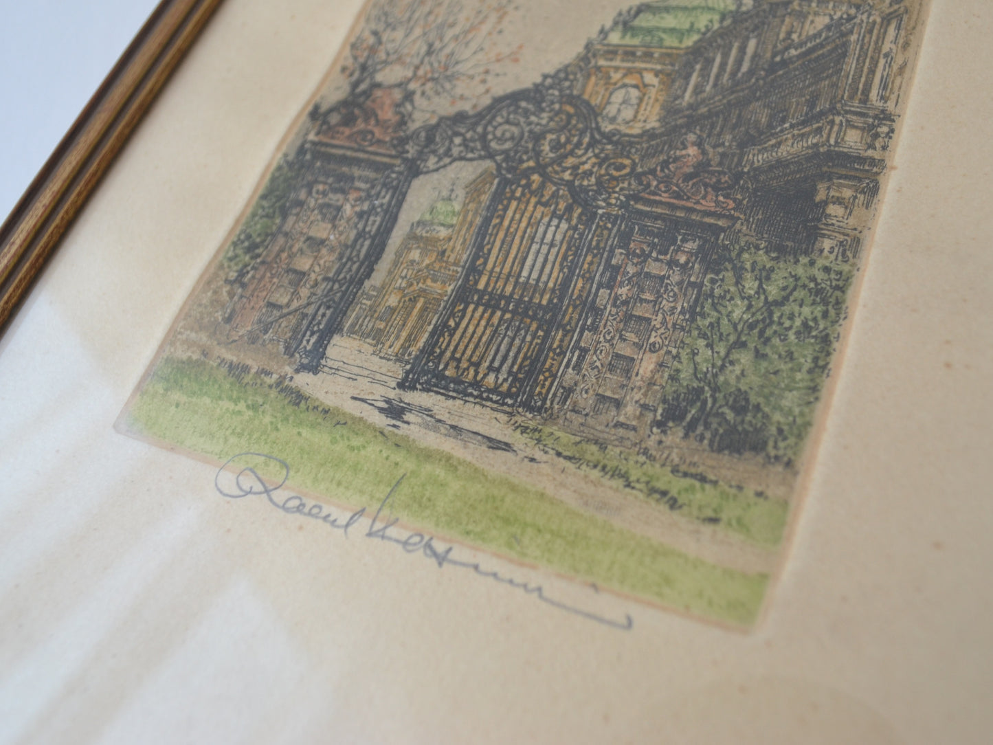 Robert Kasimir Colour Etching — Belvedere Gate, Vienna, Hand Signed, Austria circa 1920s–30s