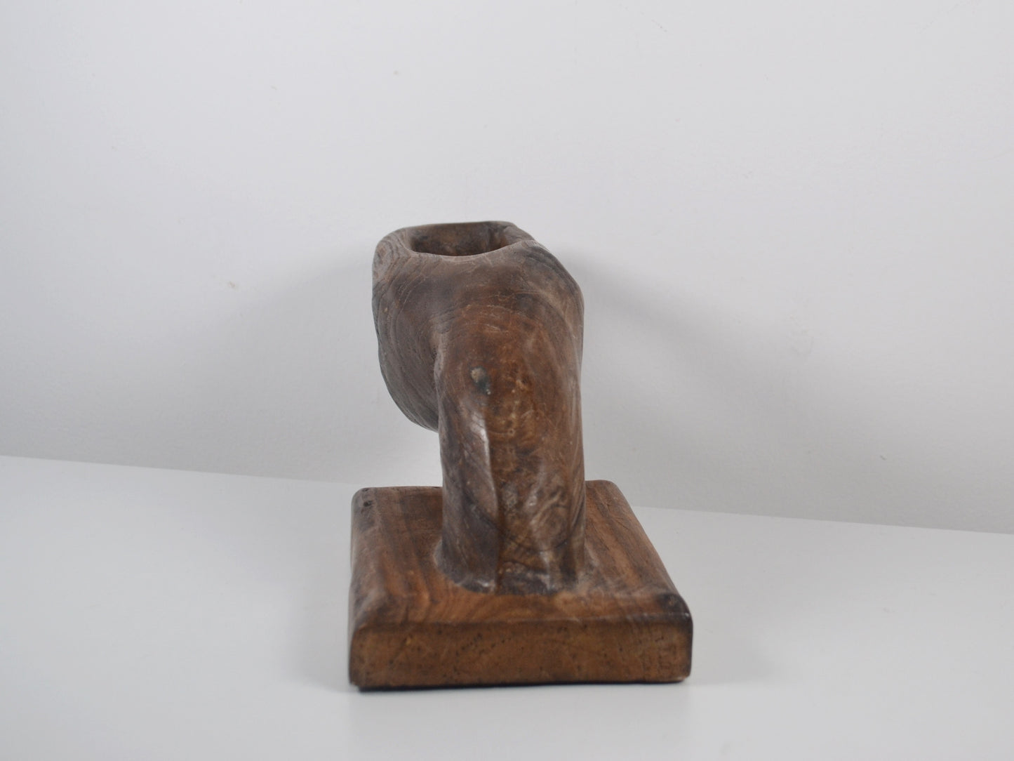 Hand-Carved Hardwood Hand Sculpture & Vide Poche — Brutalist Folk Art, circa 1960s–1970s