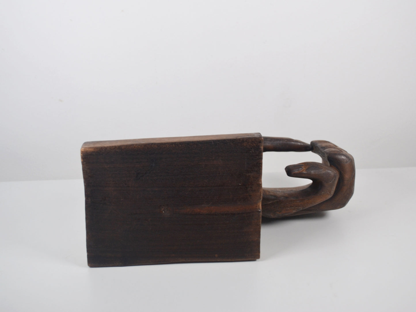 Hand-Carved Hardwood Hand Sculpture & Vide Poche — Brutalist Folk Art, circa 1960s–1970s