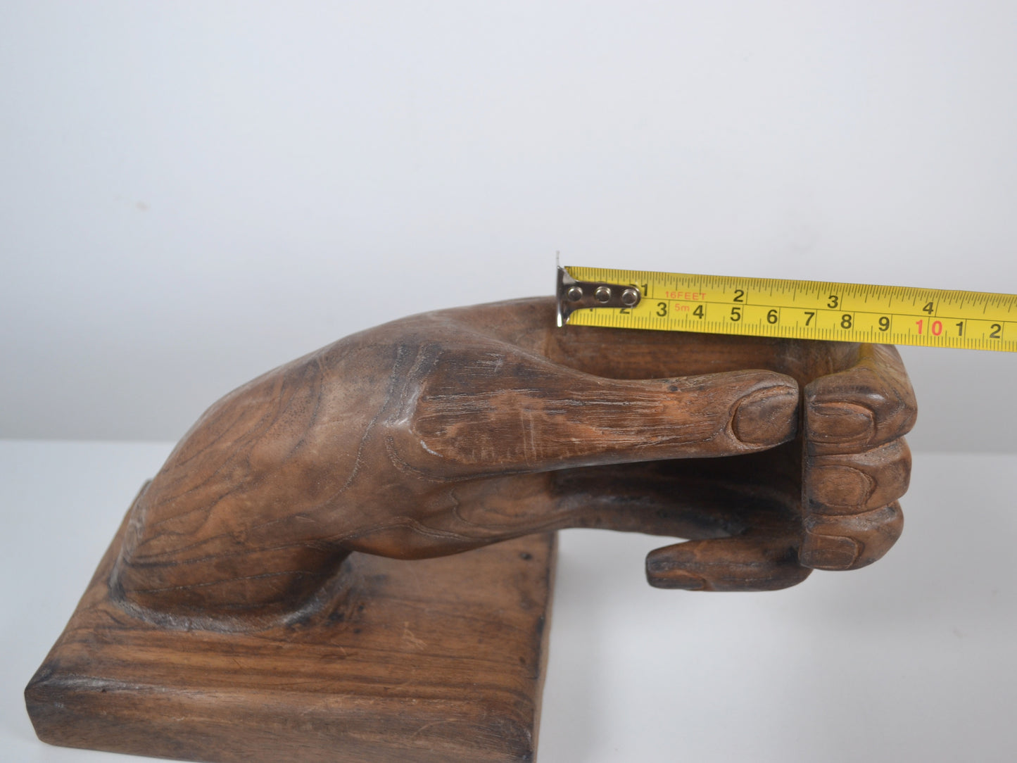 Hand-Carved Hardwood Hand Sculpture & Vide Poche — Brutalist Folk Art, circa 1960s–1970s