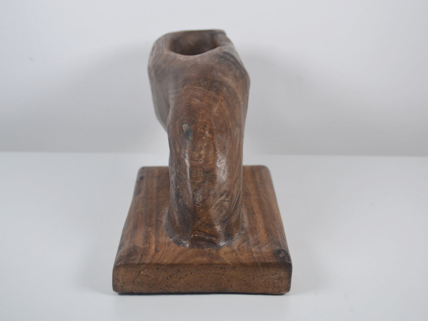 Hand-Carved Hardwood Hand Sculpture & Vide Poche — Brutalist Folk Art, circa 1960s–1970s