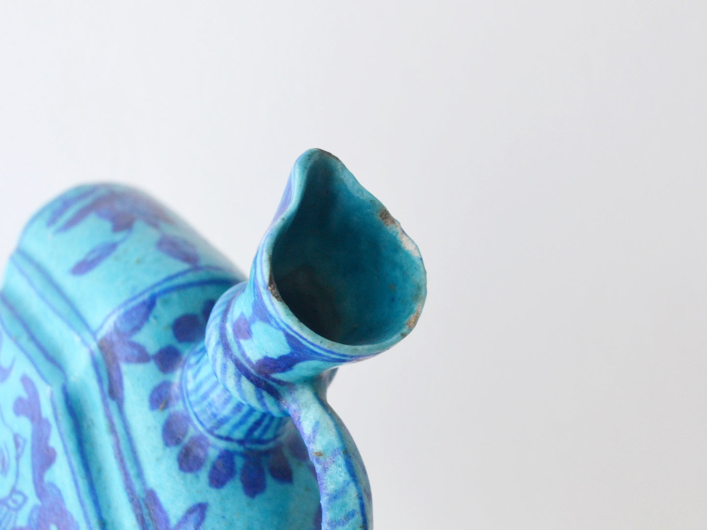 Antique Islamic Moon Flask, Turquoise Blue Pottery, Sindh 19th C
