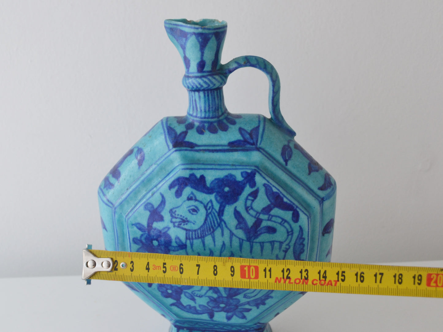 Antique Islamic Moon Flask, Turquoise Blue Pottery, Sindh 19th C