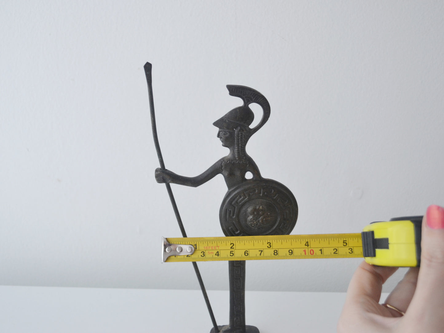 Cast Bronze Athena Figurine — Owl Shield & Spear, Greek circa 1960s