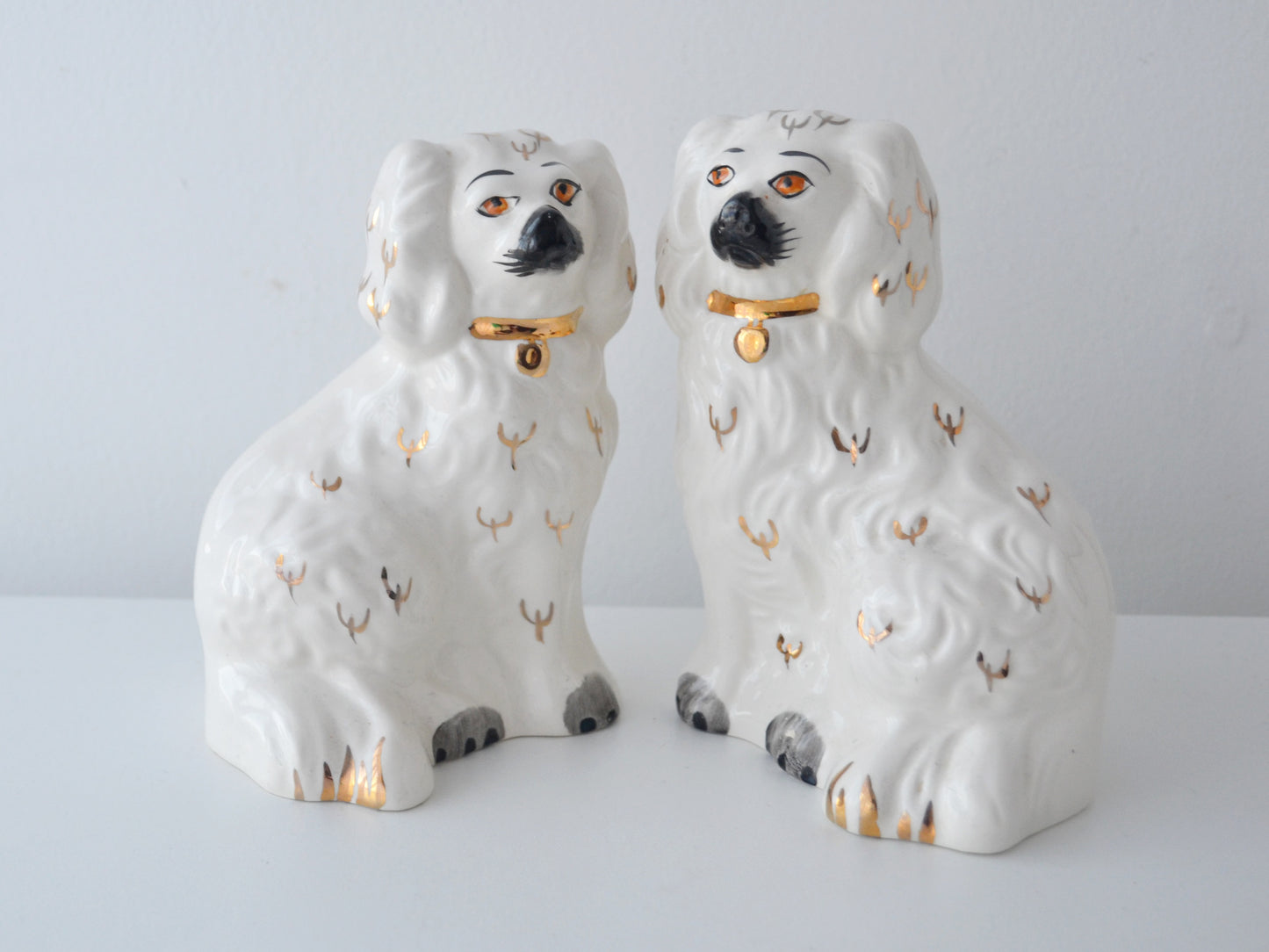 Pair of Beswick Staffordshire Spaniel Dogs, Gilt Collars