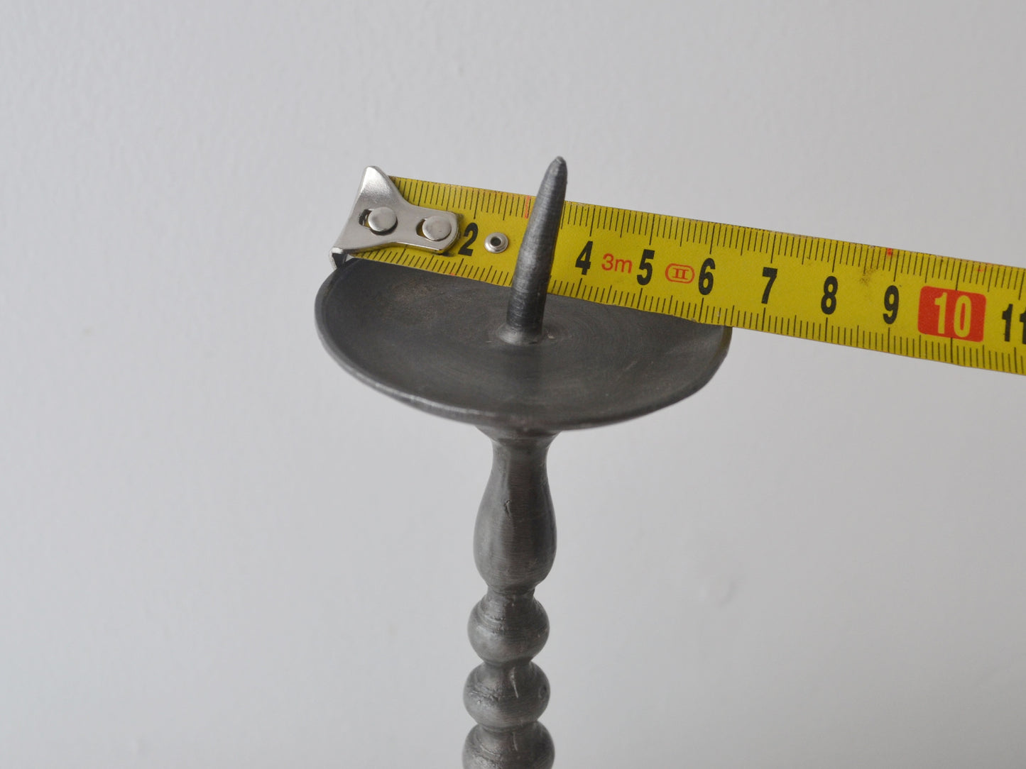 Baroque Pewter Pricket Candlestick — Tripod Acanthus Base, Gothic Revival, Europe circa 18th–19th Century