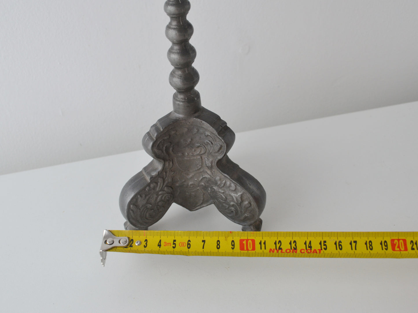 Baroque Pewter Pricket Candlestick — Tripod Acanthus Base, Gothic Revival, Europe circa 18th–19th Century