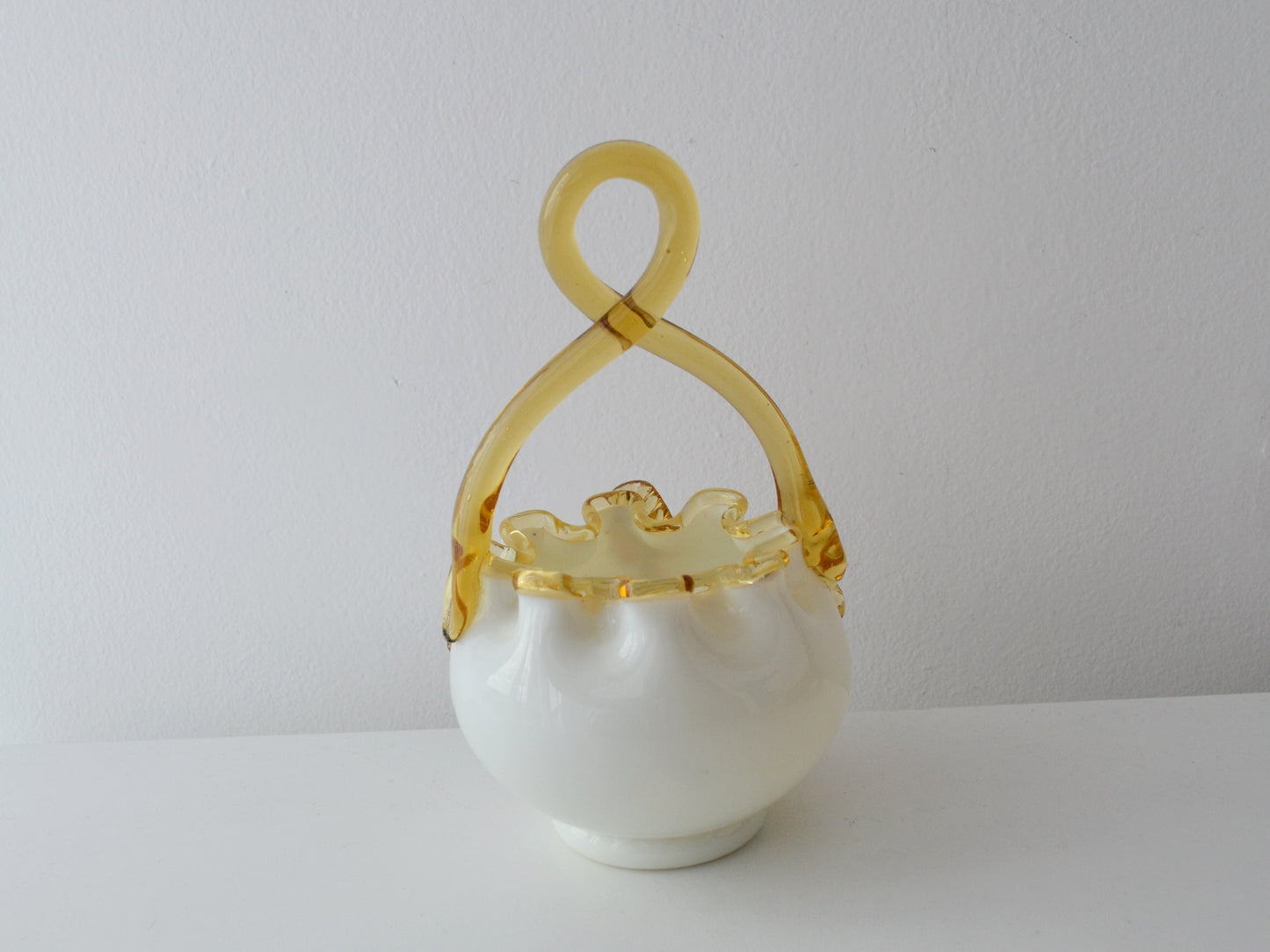Victorian Art Glass Basket — Uranium Glass, Stevens &amp; Williams, England circa 1880–1900