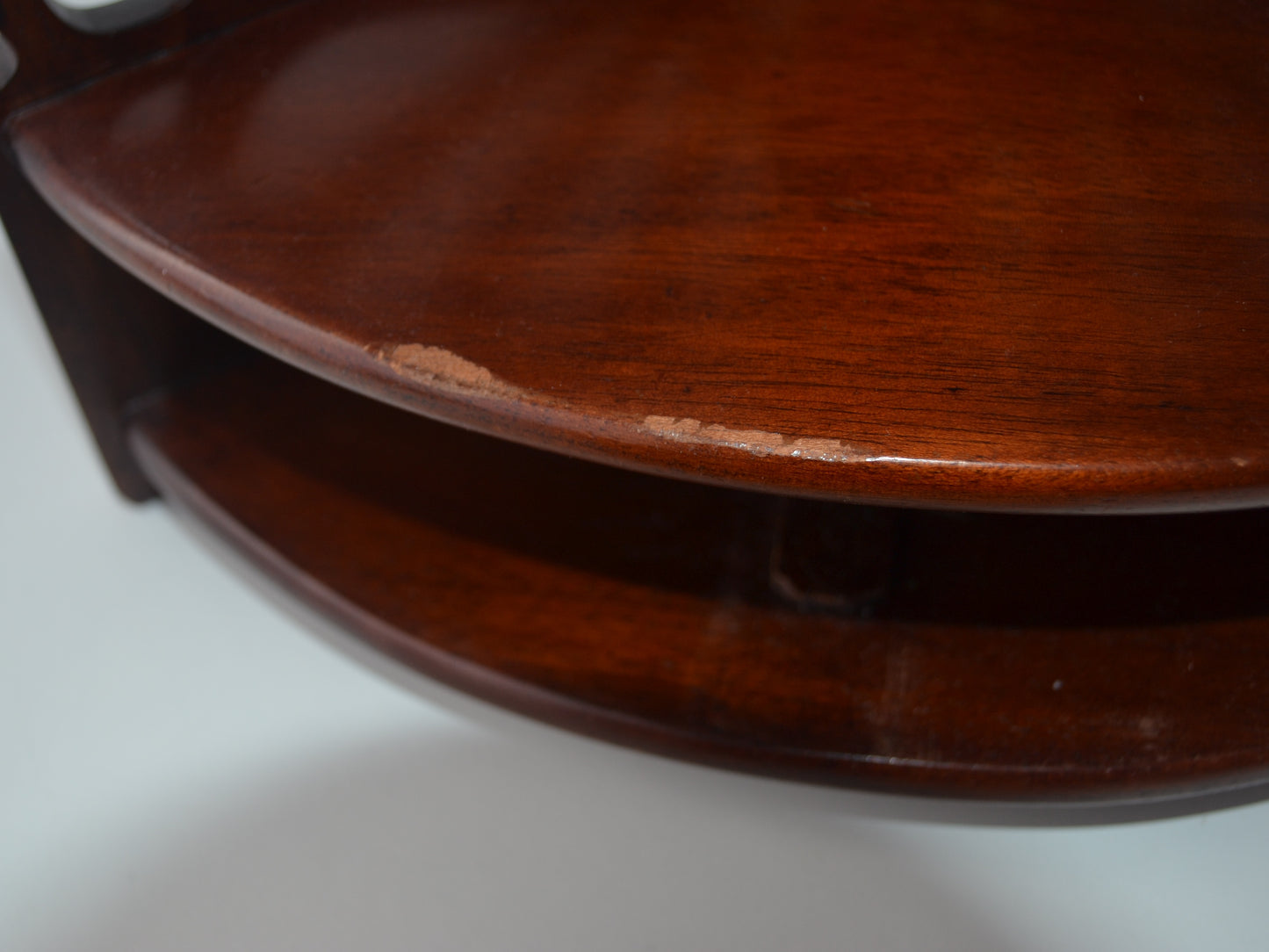 Mahogany Corner Wall Shelf — Chippendale Fretwork & Drawer, circa 1800s